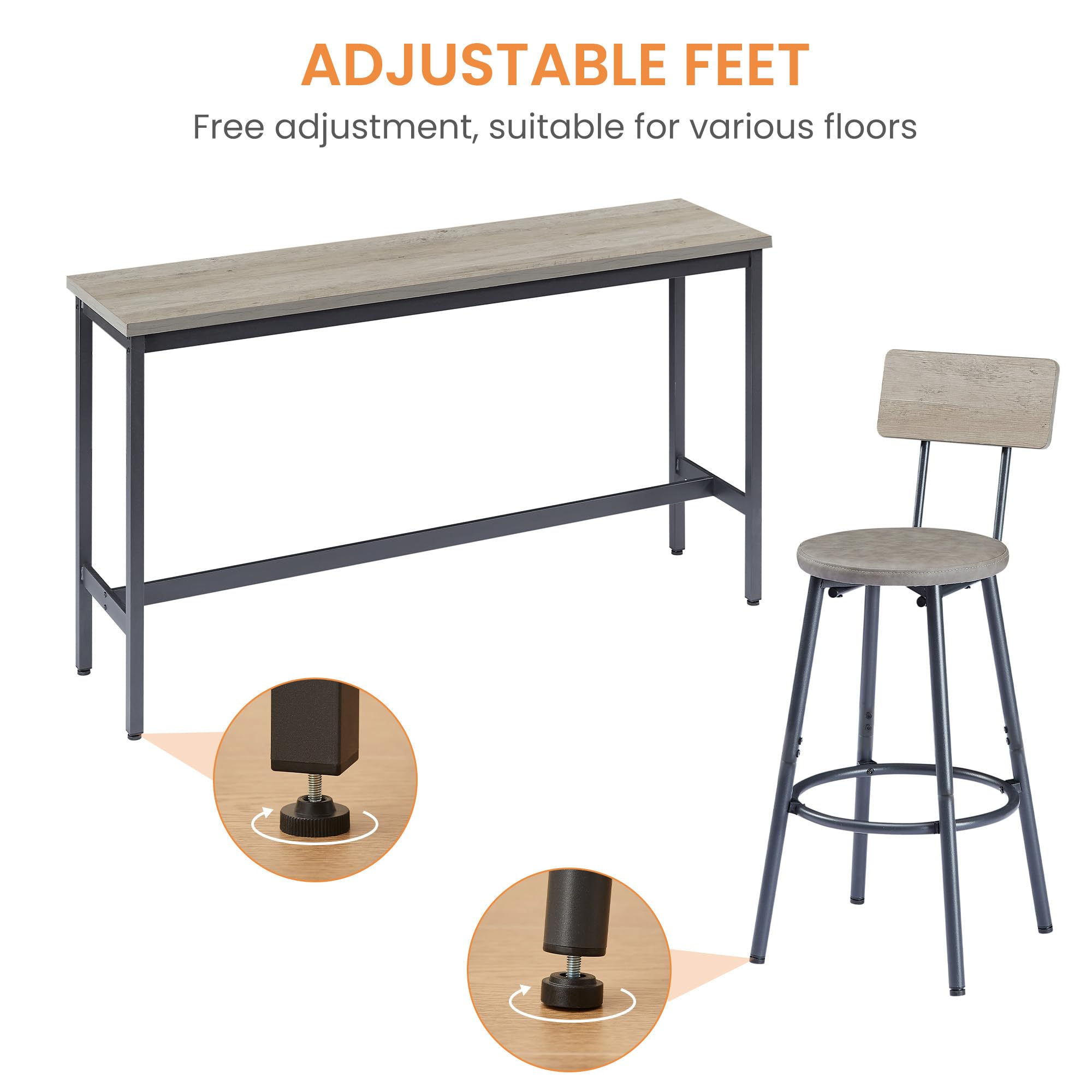 4-Piece Long Bar Table and Chairs Set for 3 - 63