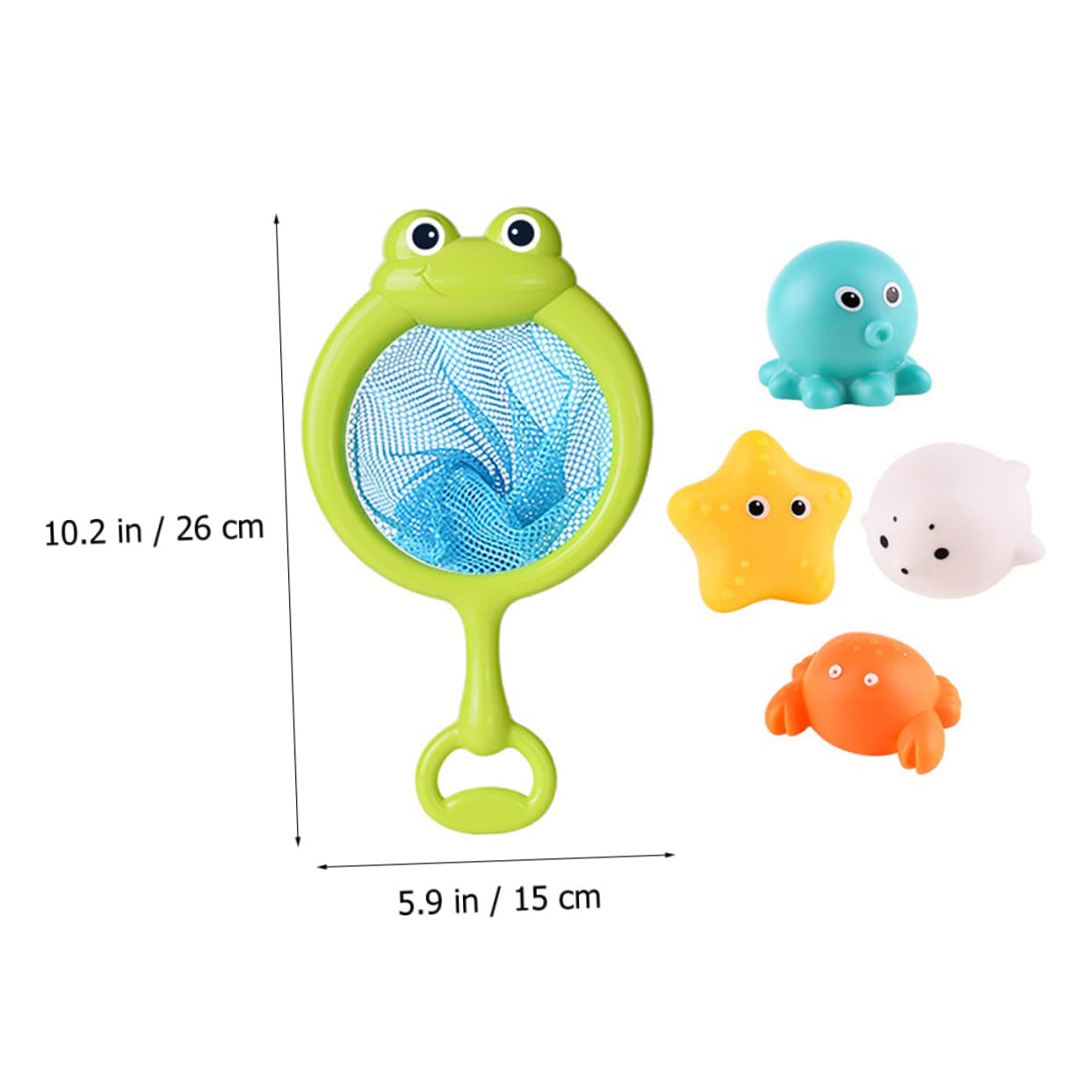 FAVOMOTO 4-Piece Fishing Net Bath Toy Set - Durable Plastic Kids Shower Toys for Bathtub Fun, Pool Play & Outdoor Water Activities