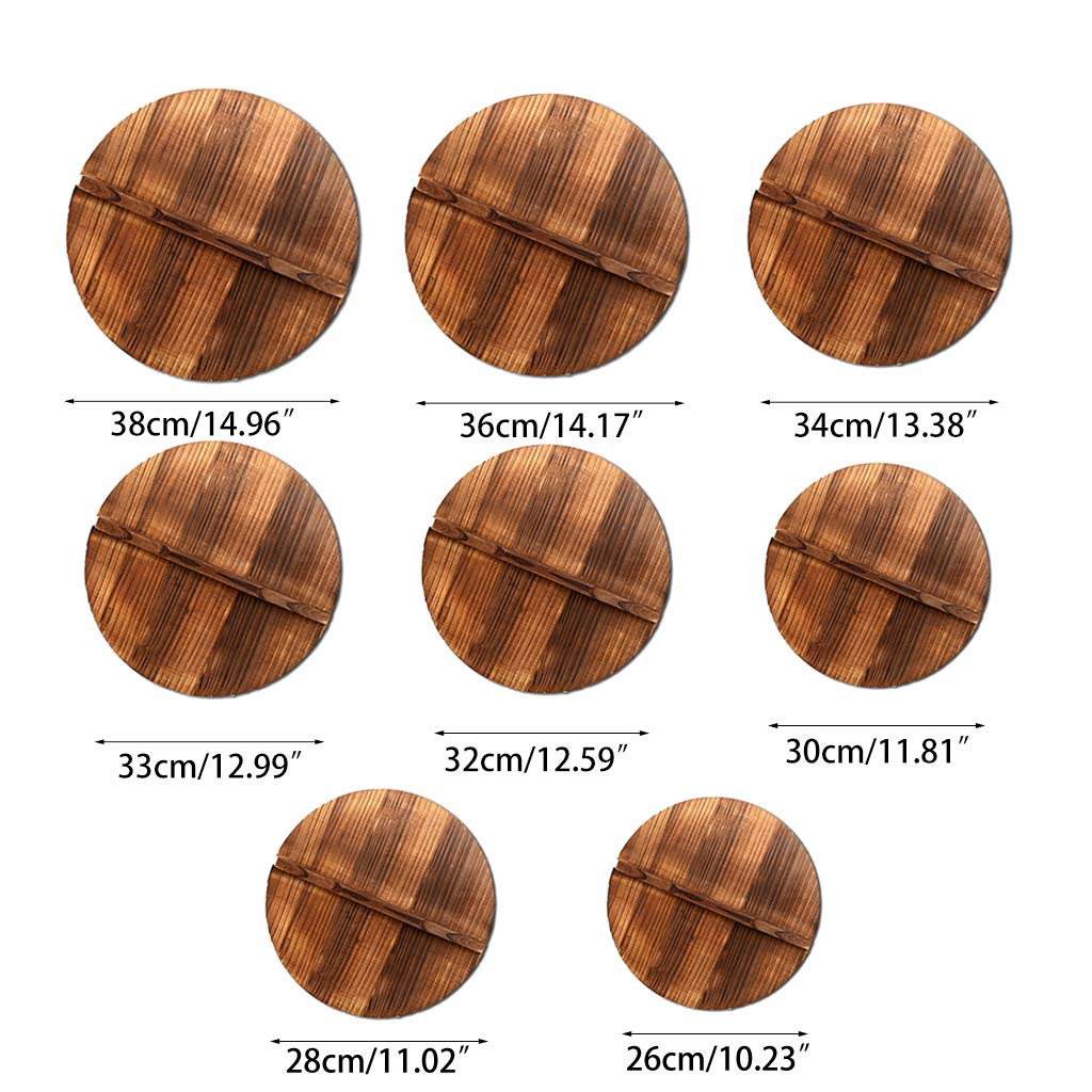 Handmade Fir Wooden Pot Lid Cover - Anti-Scalding Wok Lid with Iron Frame - Durable Wooden Pan Cover for Cooking, Stir Fry & Kitchen Safety - Perfect for Stovetop, Oven & Outdoor Cooking
