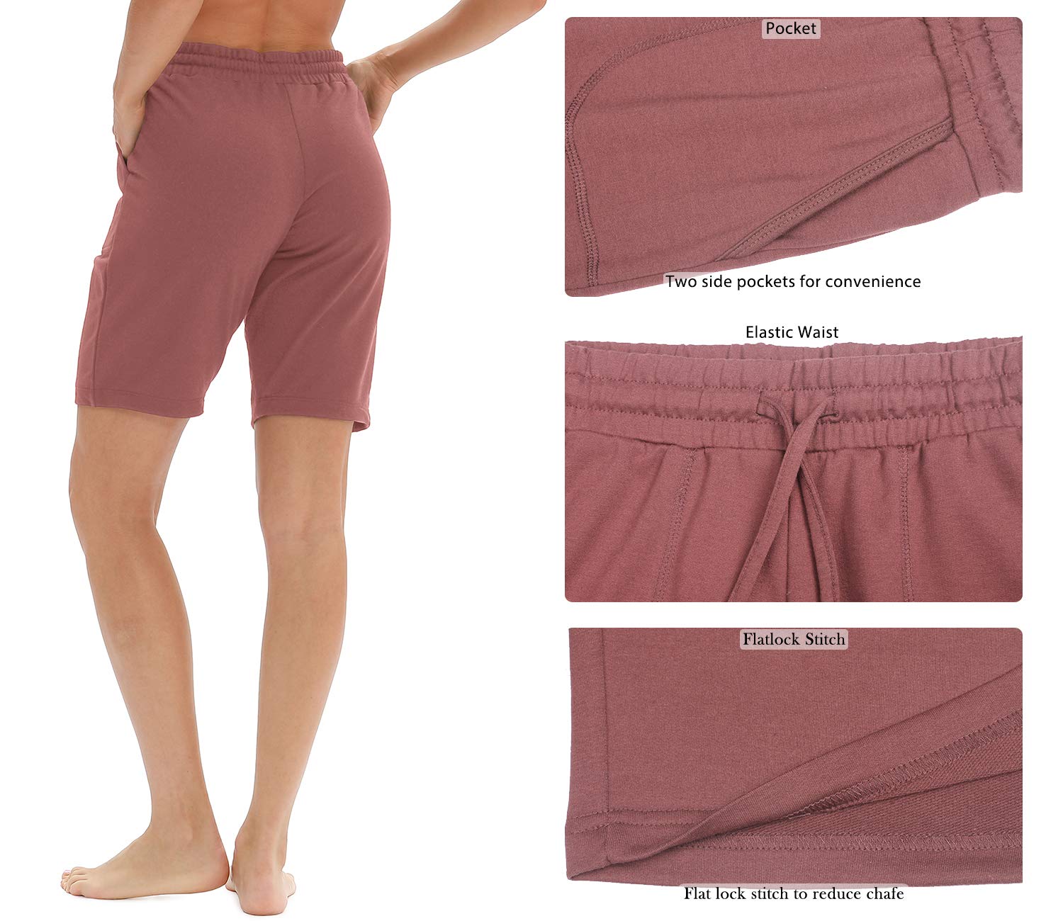 ICYzone Women's Athletic Running Yoga Shorts - High Waist Workout Active Lounge Bermuda Shorts with Pockets for Gym, Yoga & Casual Wear