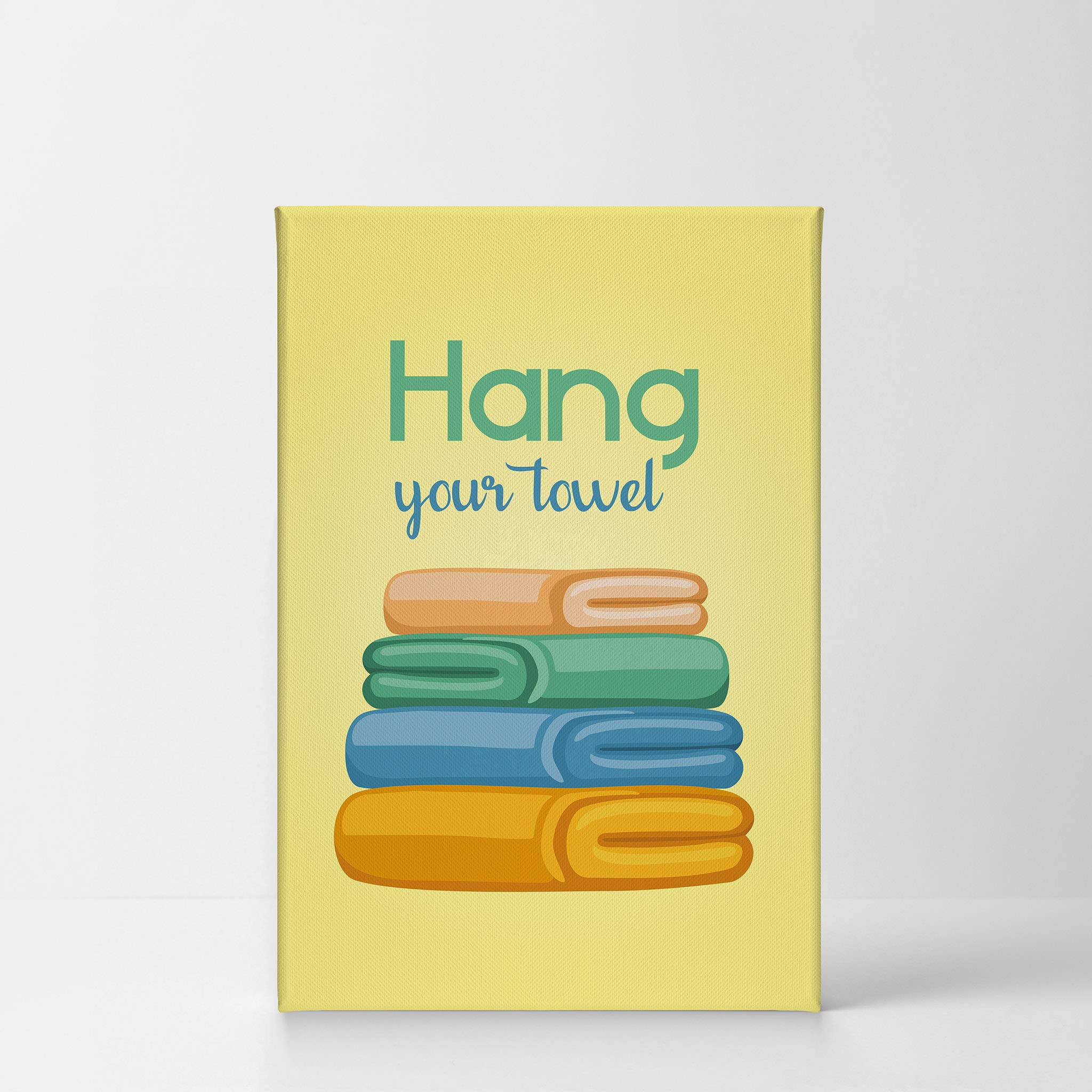 Yellow Smile Art Design Towel Hanging Canvas Print - Kids Bathroom Decor, Nursery Wall Art, Ready to Hang Home Decoration (17x11 inches, Made in USA) - Perfect for Bathrooms, Playrooms & Kids' Bedrooms