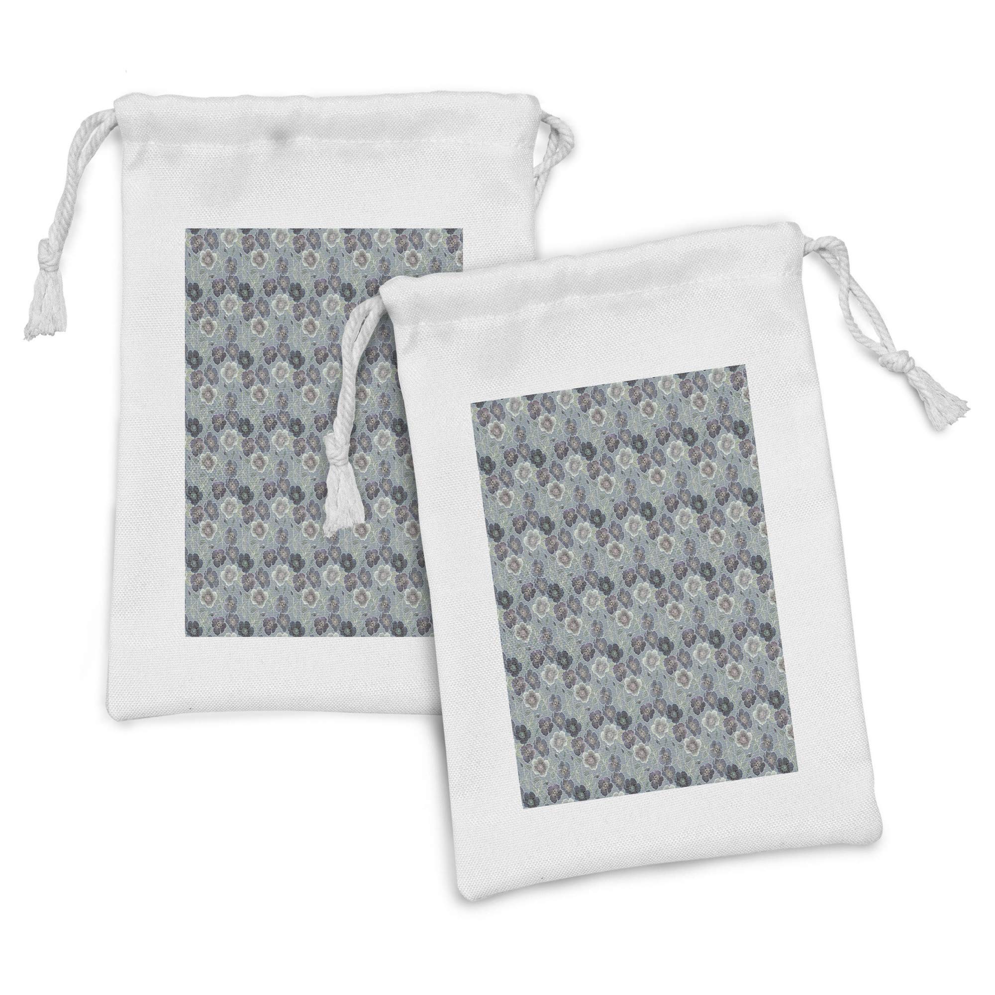 Ambesonne Floral Fabric Pouch Set of 2 - 9