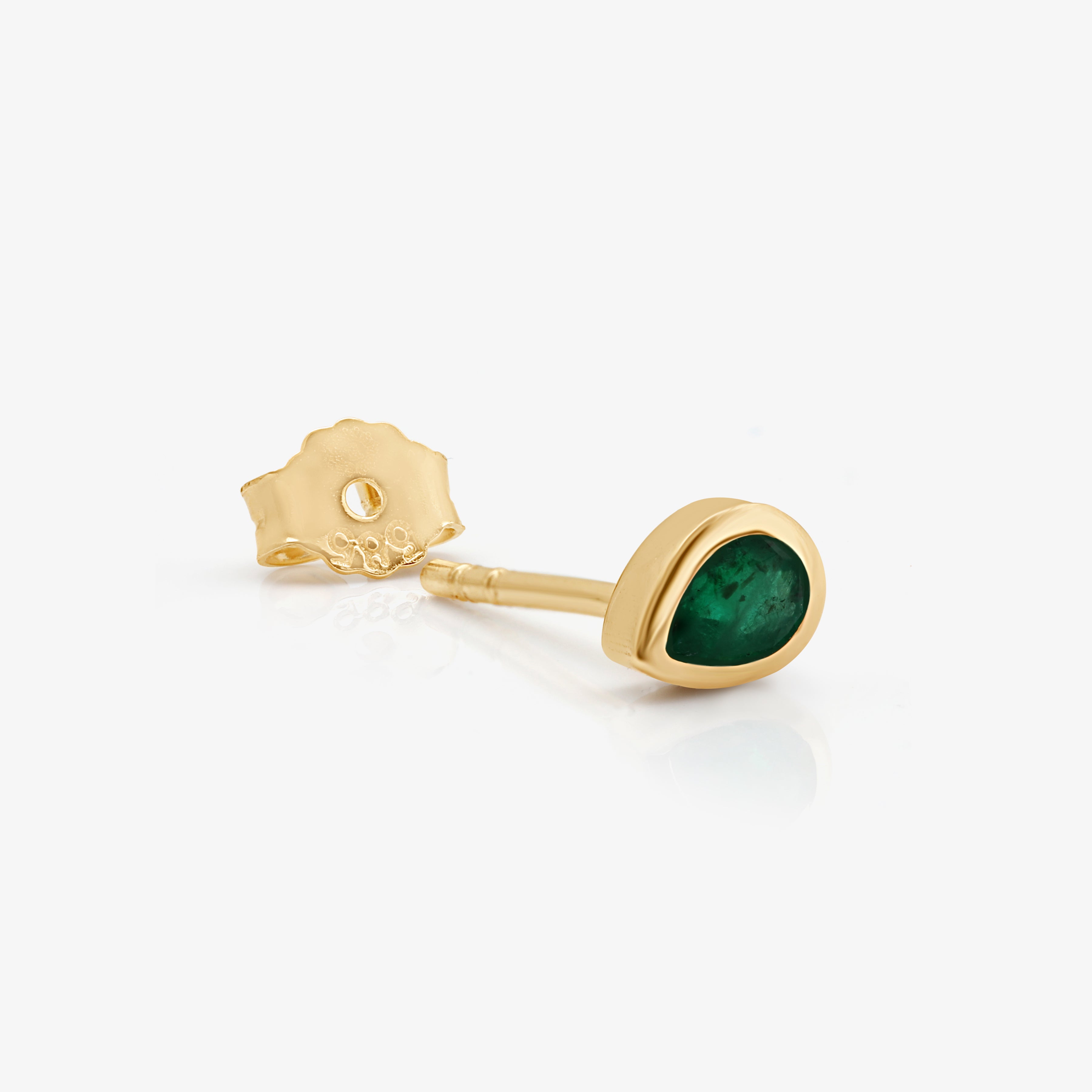 14K Solid Yellow Gold Pear Emerald Bezel Set Earrings | Elegant Dangle Earrings for Women | Perfect for Weddings, Parties & Special Occasions