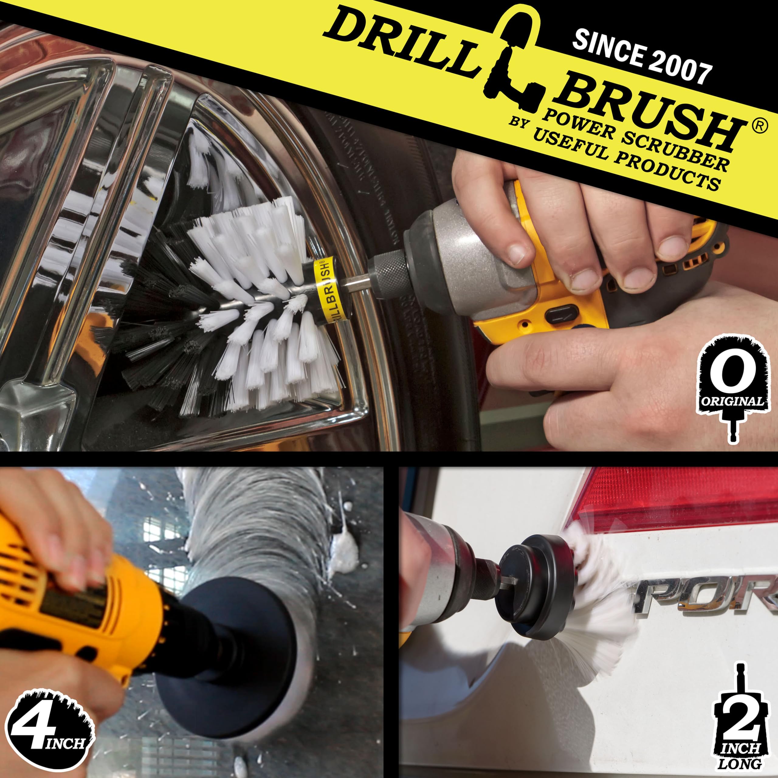 Power Drill Brush Attachment Set - Multi-Surface Cleaning Brush for Drill, Glass, Carpet & Wheels | Car Detailing Kit & Interior Cleaning Tools for Home, Auto & Workshop Use