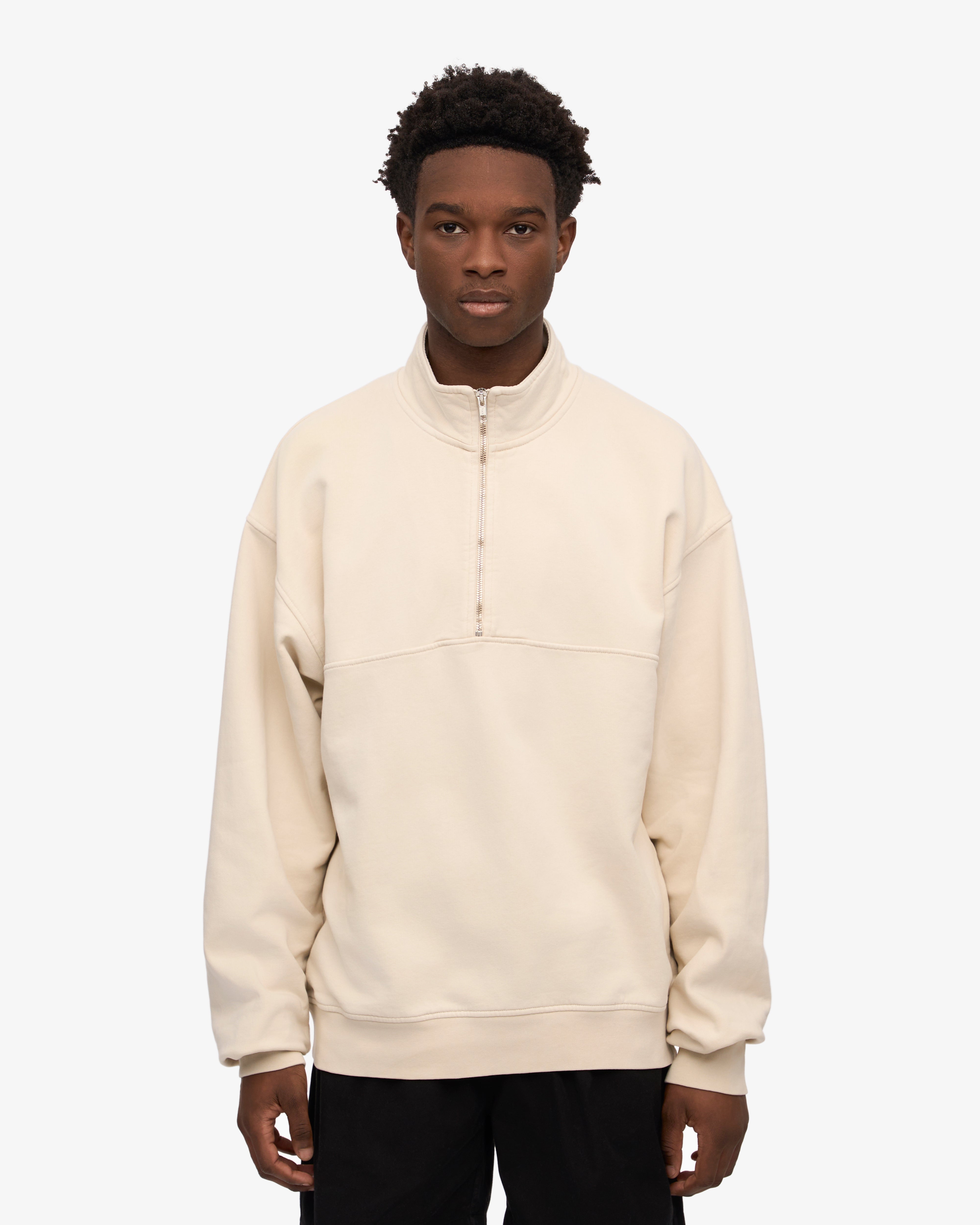 Organic Quarter Zip Sweatshirt for Men & Women | Ivory White | Eco-Friendly Cotton | Casual & Outdoor Wear