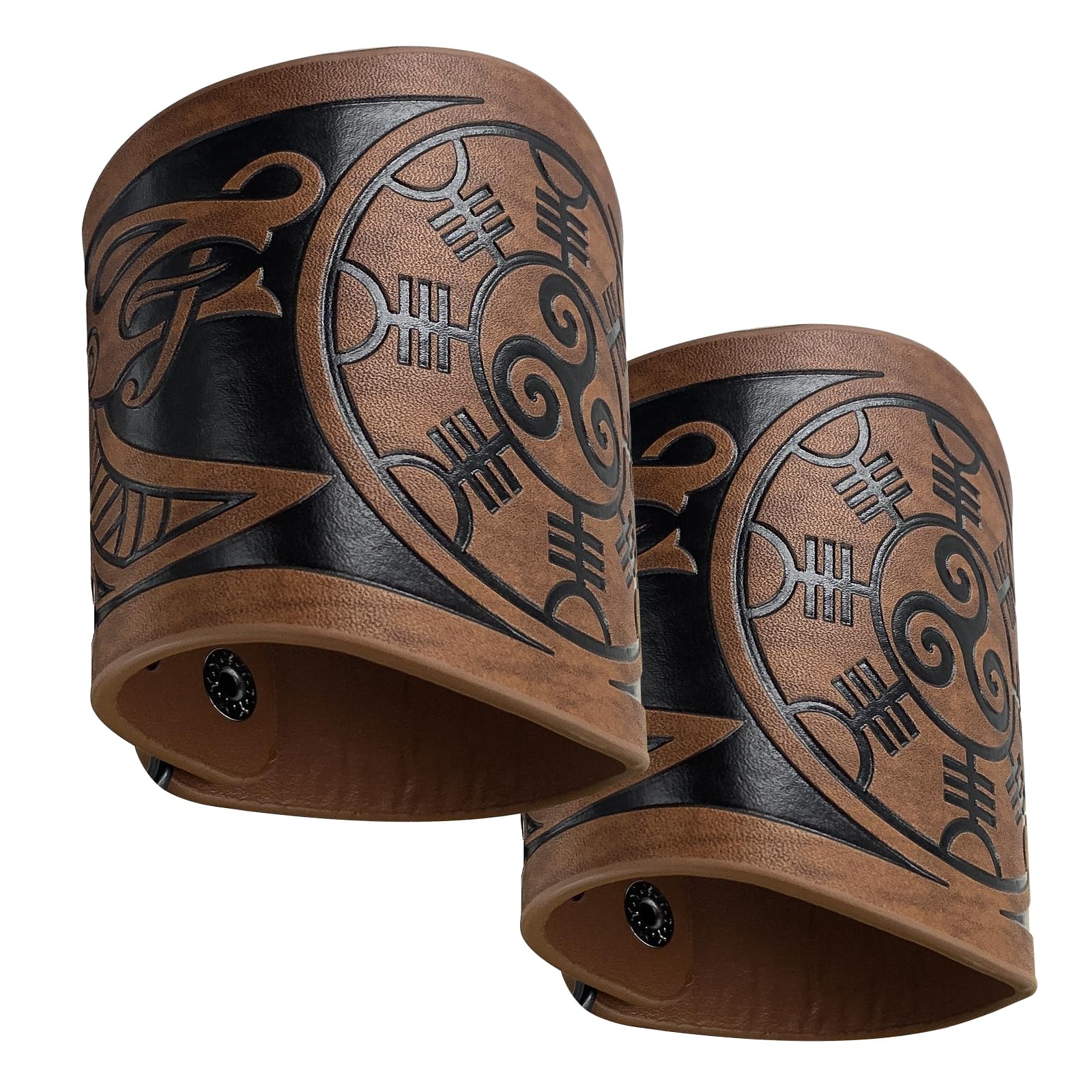 JAOYU Medieval Leather Bracer Set - 2PCS Viking Armor Vambrace Wrist Guards for LARP, Cosplay & Renaissance Fairs | Durable Leather Gauntlet Cuffs for Historical Reenactment & Costume Accessories