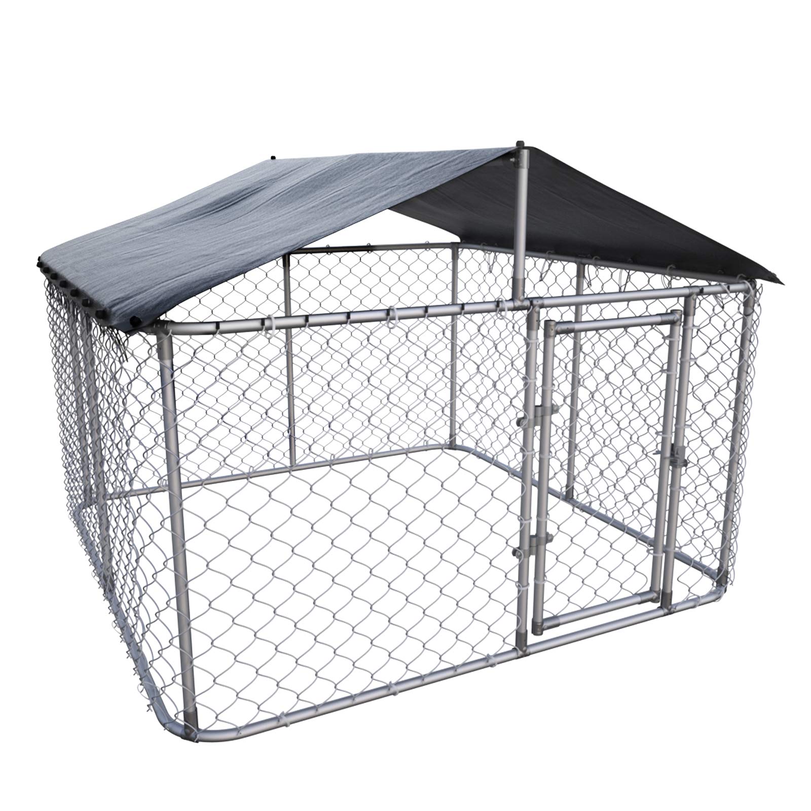 Heavy Duty Galvanized Chain Link Dog Kennel - Large Outdoor Pet Playpen with UV & Water Resistant Cover - Ideal for Dogs, Chickens & Small Animals - Perfect for Backyard, Garden & Farm Use