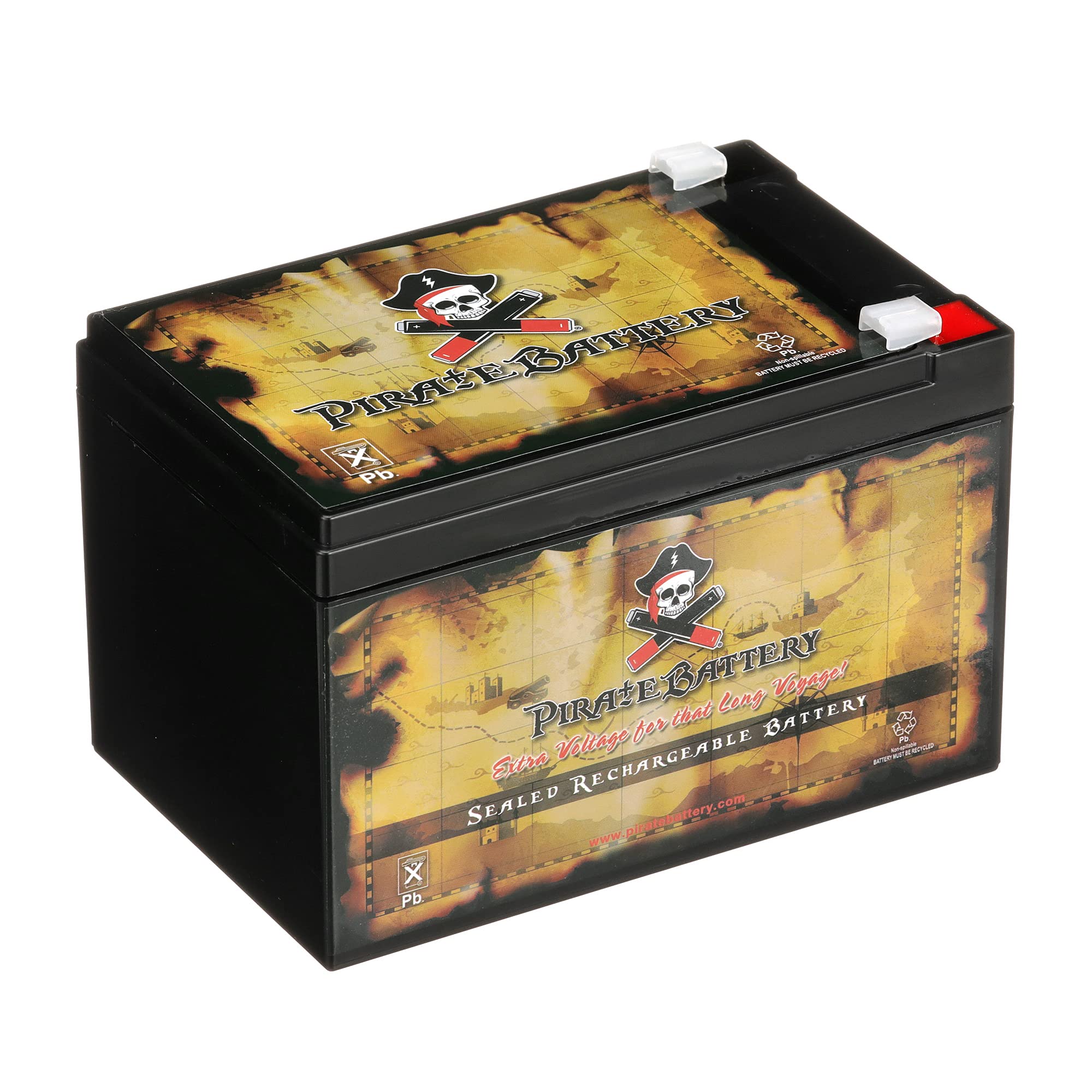 12V 12AH 144W Sealed Lead Acid (SLA) Rechargeable Battery with T2 Terminals - Perfect for Solar Power Systems, Emergency Backup, UPS, and Electric Scooters - by Pirate Battery