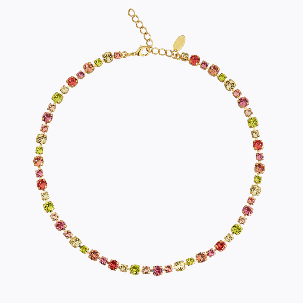 Calanthe Floral Pendant Necklace & Tropicana Leaf Earrings Set - Elegant Tropical Jewelry for Women, Perfect for Beach Vacations, Summer Parties, and Boho Fashion
