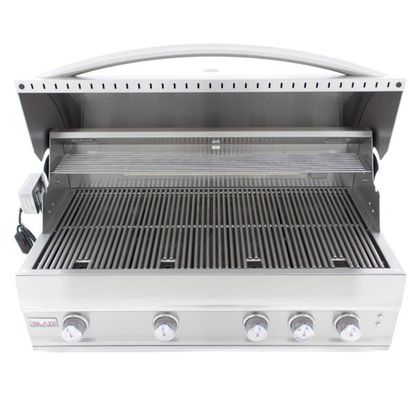 Blaze Professional 44 Inch 4 Burner Built-In Natural Gas Grill with Rear Infrared Burner - BLZ4PRONG | Outdoor Cooking, Backyard BBQ, Patio Entertaining