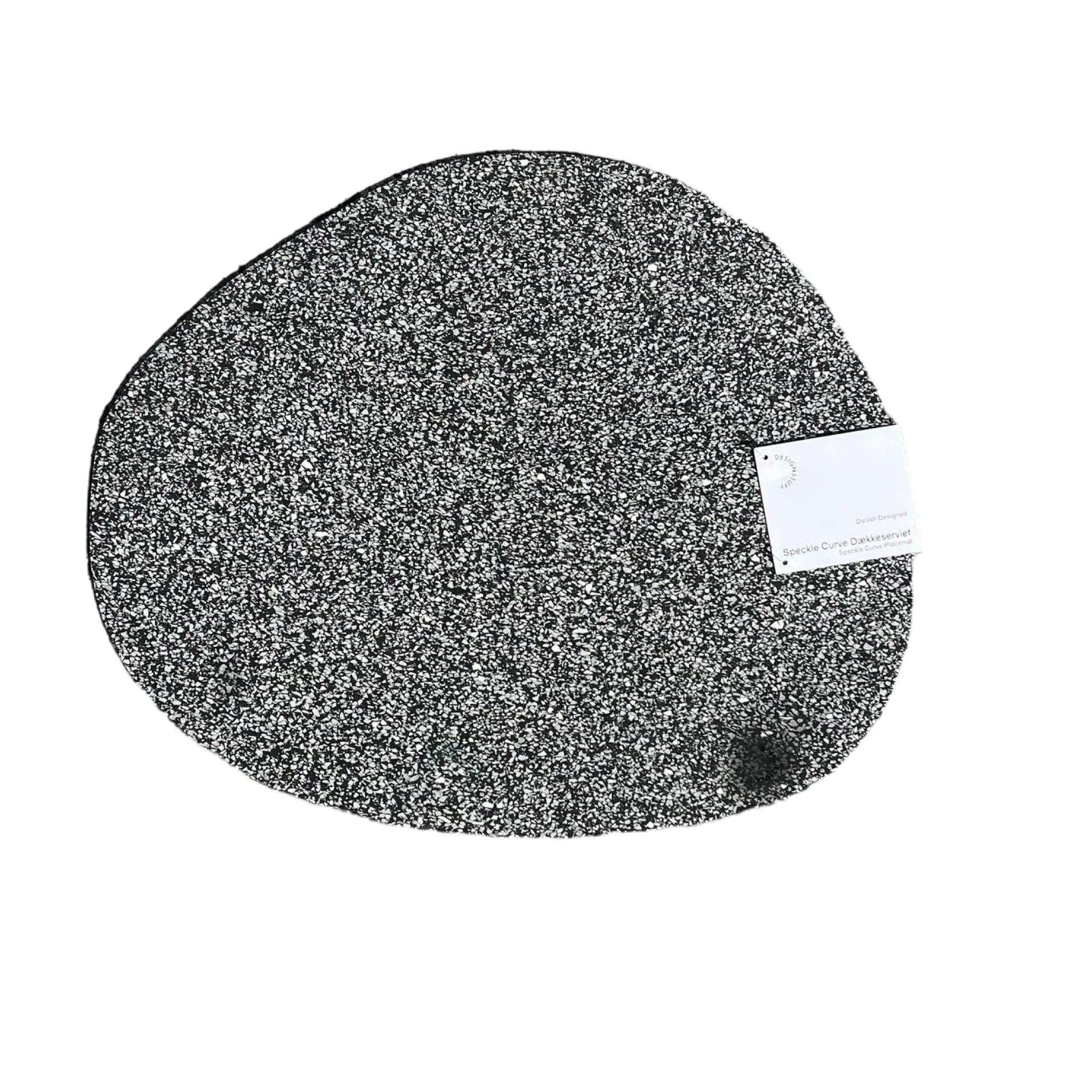 DESIGNSTUFF Black Speckle Curve Placemat - Waterproof & Non-Slip Dining Table Mat for Kitchen, Restaurant, or Party Decor