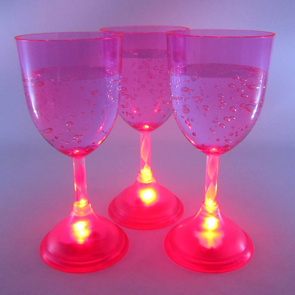 LED Wine Glasses Set of 6 - 11oz Glowing Red for Parties & Gifts