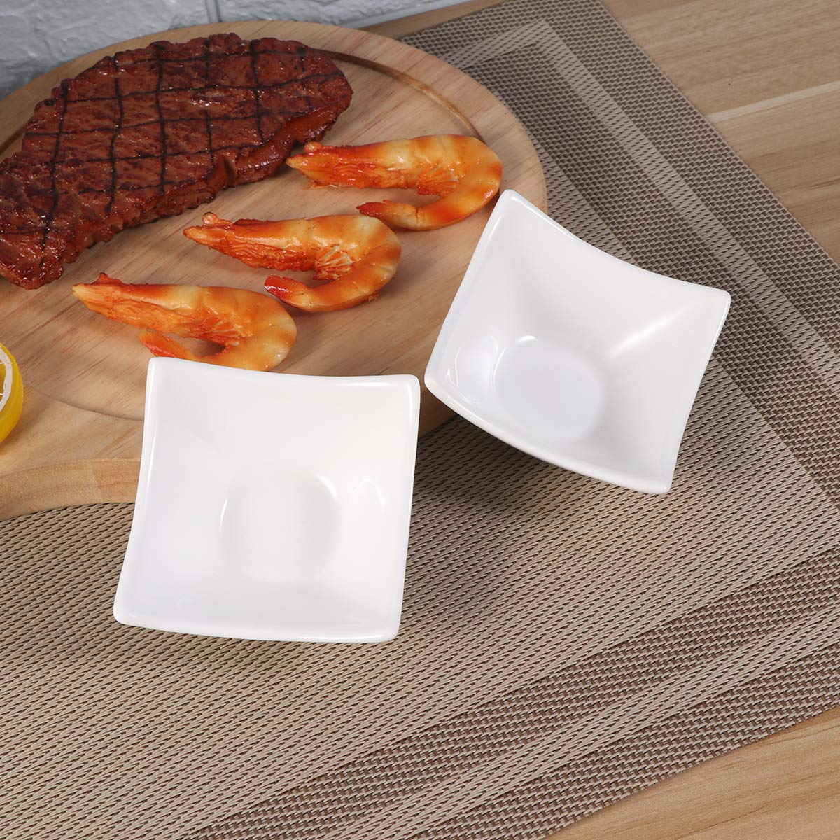 DOITOOL 2-Piece Ceramic Snack Bowls with 4 Corners - Perfect for Dips, Sauces, Nuts & Small Snacks - Ideal for Parties, Charcuterie Boards & Entertaining