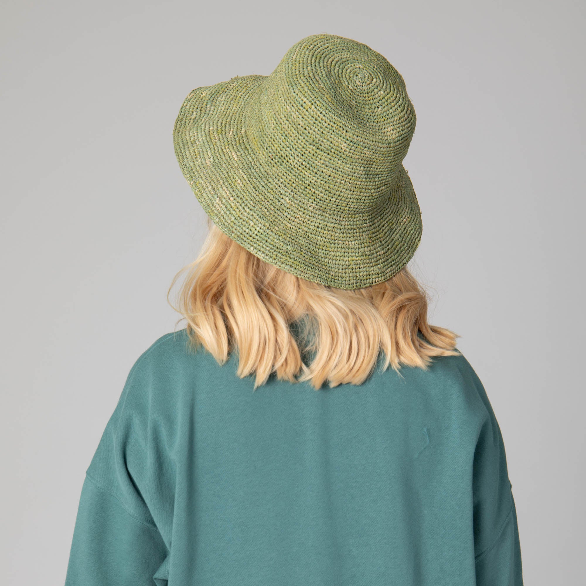 Women's Crochet Raffia Bucket Hat - Summer Beach Sun Hat for Women - Boho Straw Hat for Outdoor, Travel, and Vacation