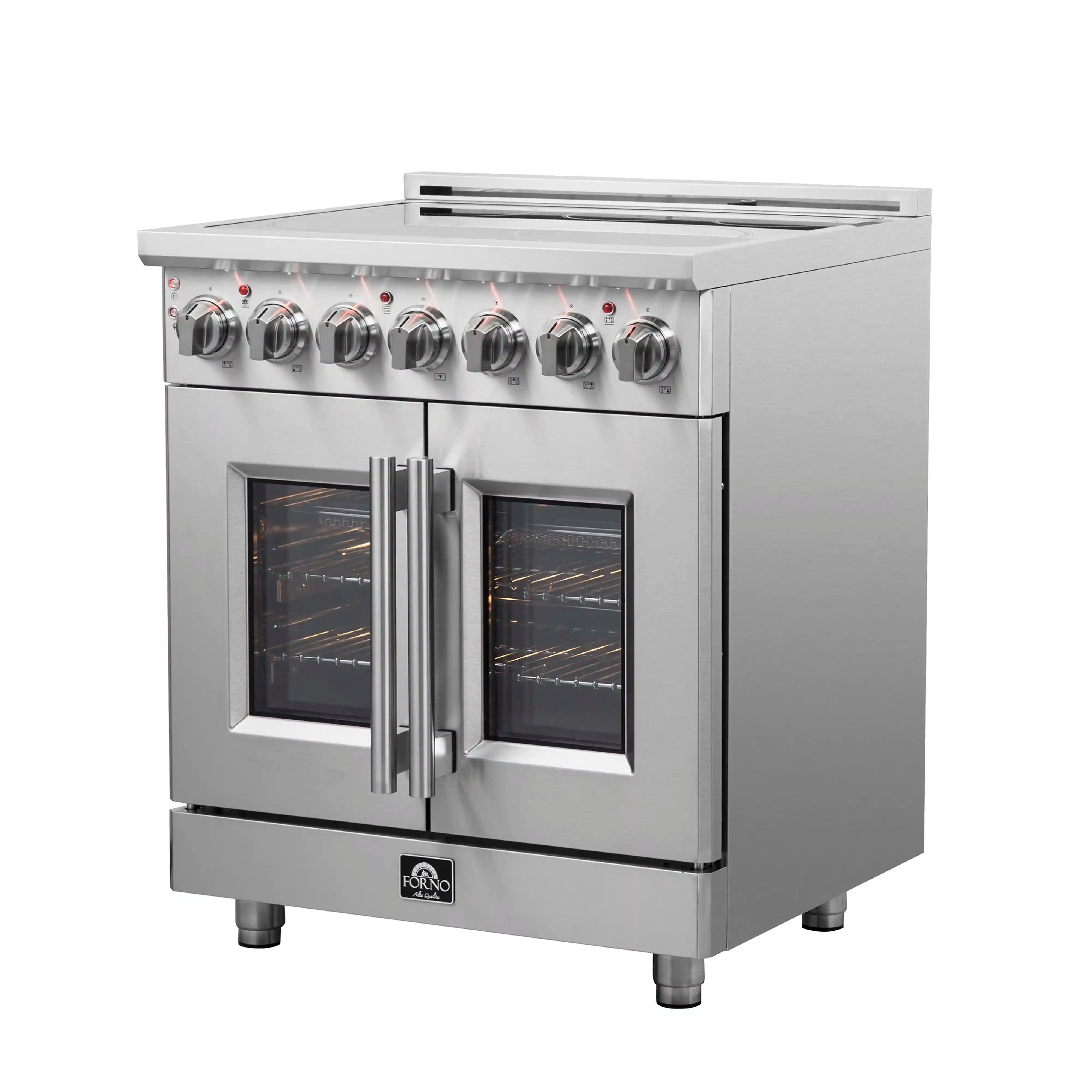 Forno Massimo 30 Inch Freestanding French Door Electric Range - Stainless Steel (FFSEL6955 30) | Professional Kitchen Appliance for Home Cooking & Baking