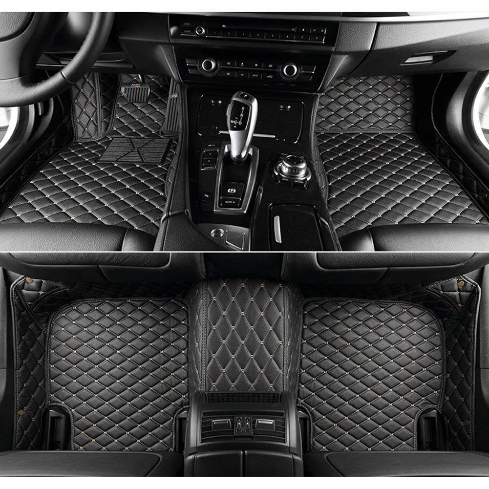 Premium Custom Car Floor Mats for Porsche 718, 911, Boxster, Cayman, Cayenne, Taycan, Panamera (2002-2022) - Waterproof & Durable All-Weather Protection - Perfect for Daily Commute, Road Trips & Luxury Car Care (Black/Beige)