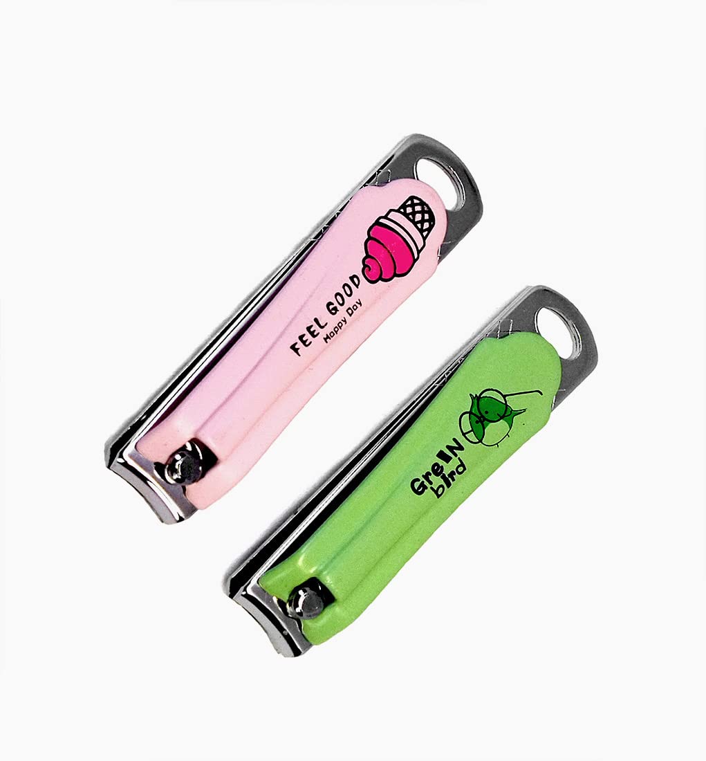 Excite Store 2-Pack Stainless Steel Nail Clipper Set - Professional Fingernail & Toenail Cutter Kit with Non-Slip Grip (Multi-Color) for Home, Travel & Salon Use
