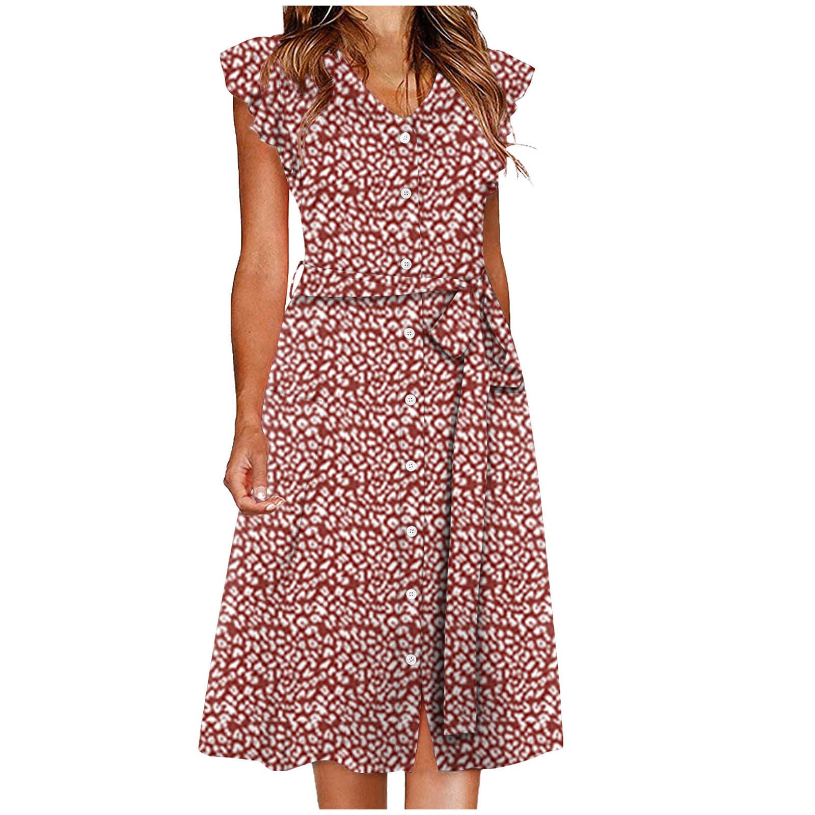 Stylish Summer Women's Dresses - Floral Print Casual V-Neck Short Sleeve Button Down Mini Dress for Beach Vacation & Outdoor Parties | Perfect Gift for Women