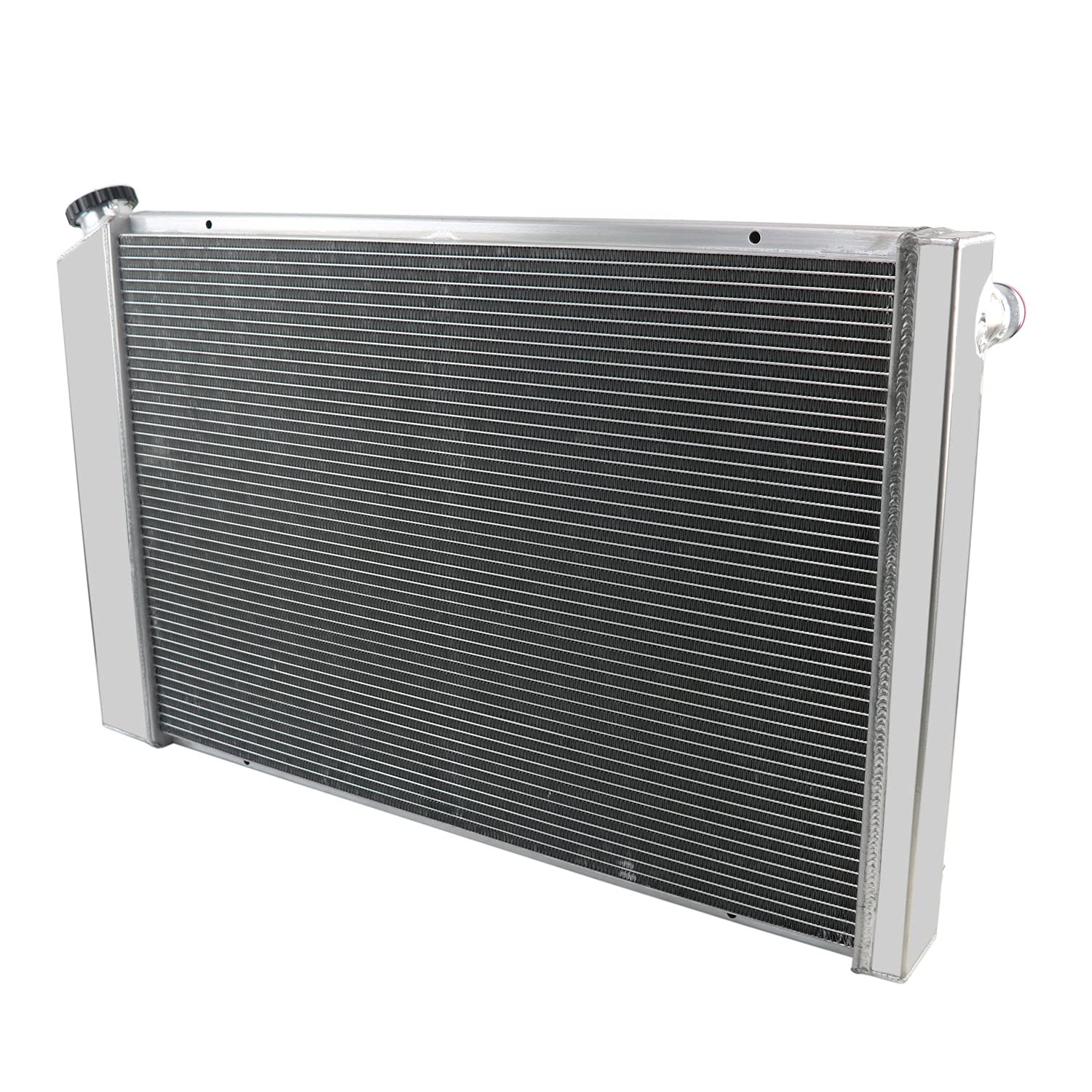 4 Row Aluminum Radiator Shroud with Fan Relay for 1973-1991 Chevy GMC C/K C10 C20 C30 C1500 C2500 C3500 Jimmy Blazer Truck Pickup Suburban - Heavy Duty Cooling for Off-Road & Towing