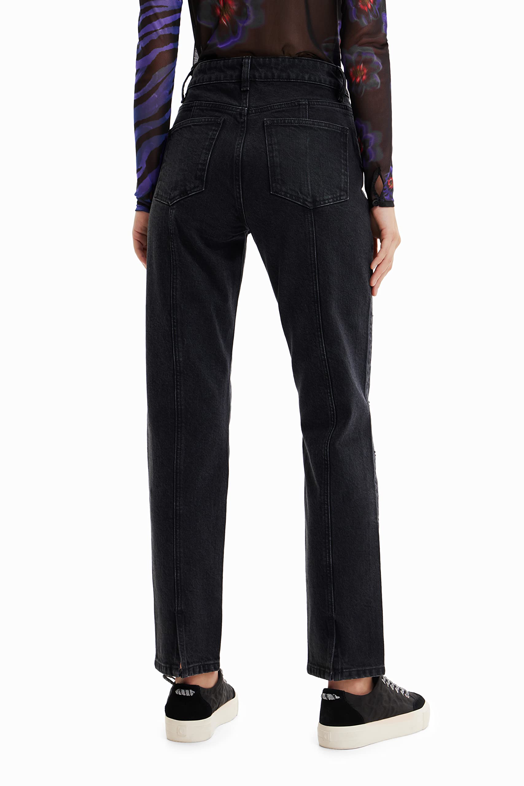 Desigual Women's Denim Jeans - High Waist Straight Leg Pants for Casual Wear, Office & Everyday Outfits