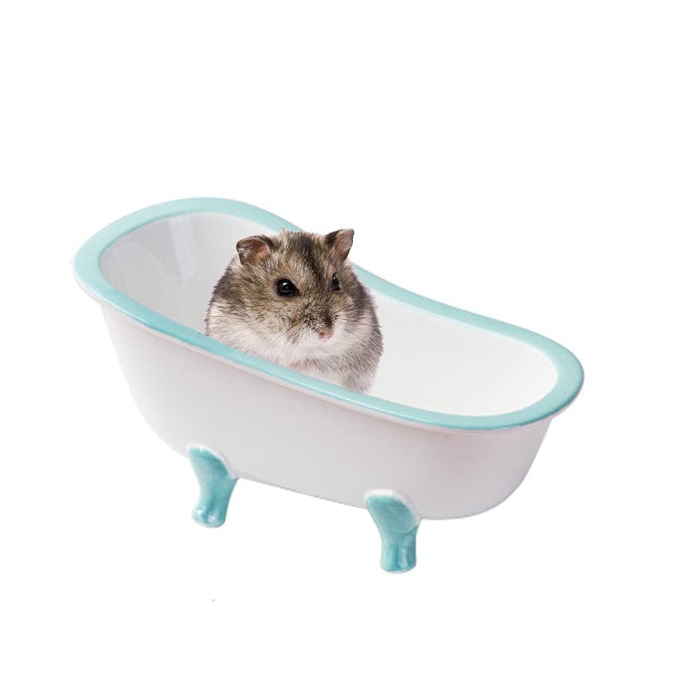 ARBOZEW Hamster Sand Bath Tub - Ceramic Small Animal Bathroom for Rats, Mice & Gerbils - Cage Accessories & Enrichment Toys in Pink, Yellow, Blue, Orange - Perfect for Relaxing Sand Baths in Pet Habitats