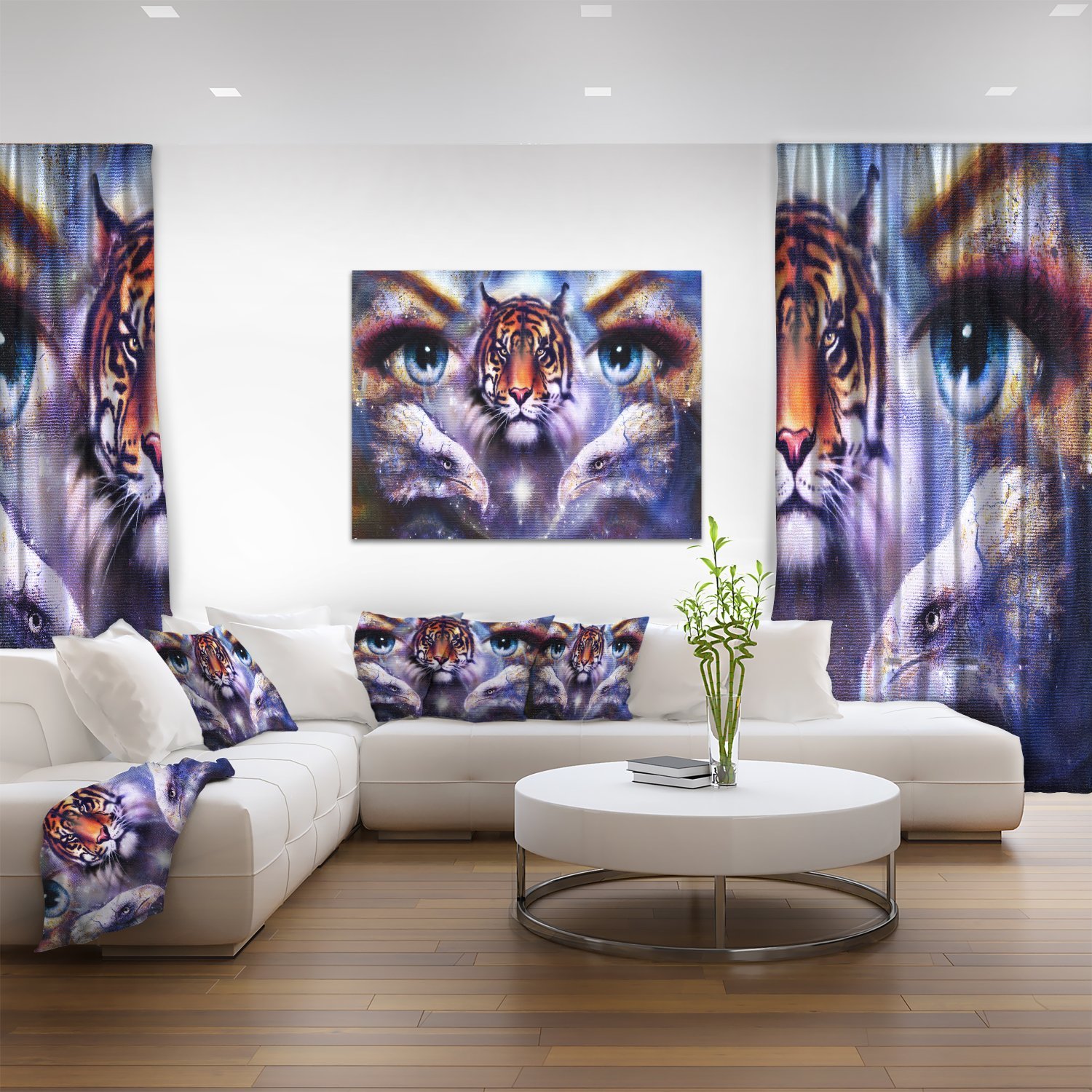 Tiger with Woman Eyes Animal Canvas Art Print - Unique Wildlife Wall Decor for Living Room, Bedroom & Office