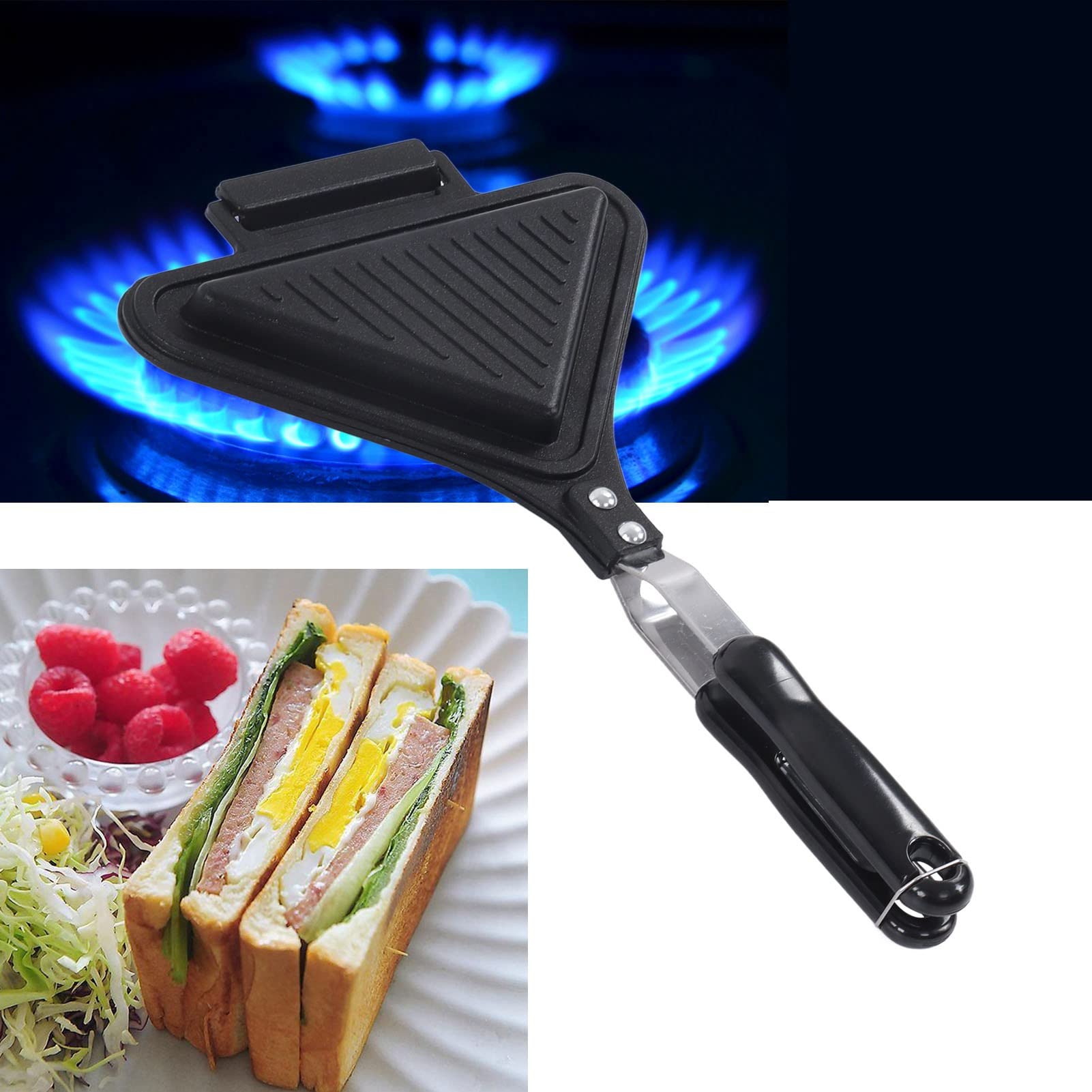 Nonstick Double Sided Sandwich Panini Press - Aluminum Alloy Breakfast Toaster & Grill for Kitchen, Dorm, Office - Perfect for Making Paninis, Grilled Cheese, and Quick Meals