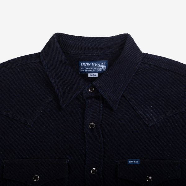 Iron Heart IHSH-208 Kersey Western Shirt in Indigo - Durable Denim Workwear for Cowboy Style & Outdoor Adventures