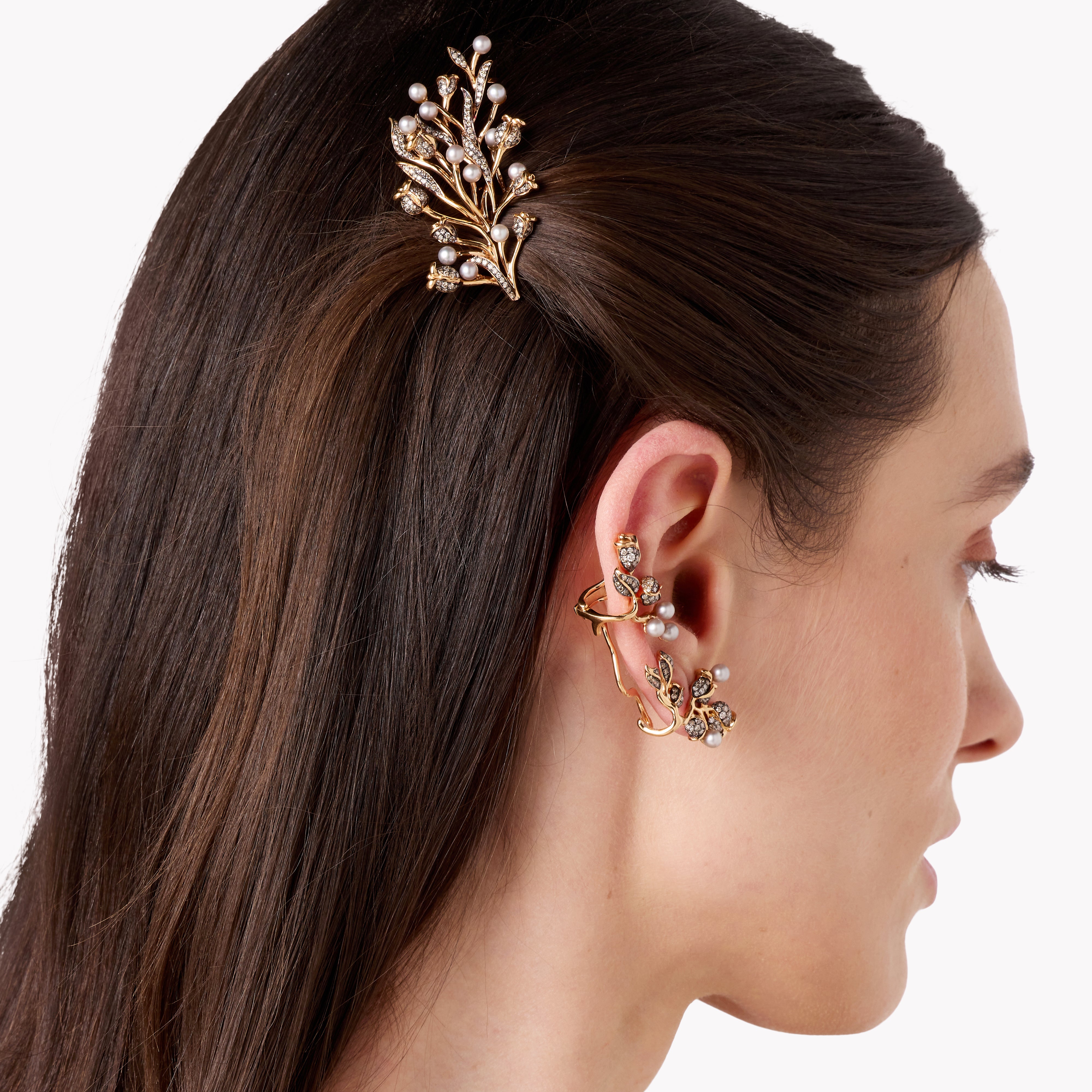 Pink Thistle Side Hair Comb for Women - Vintage Floral Hair Clip for Weddings, Parties & Everyday Styling - Boho Hair Accessories for Long & Short Hair