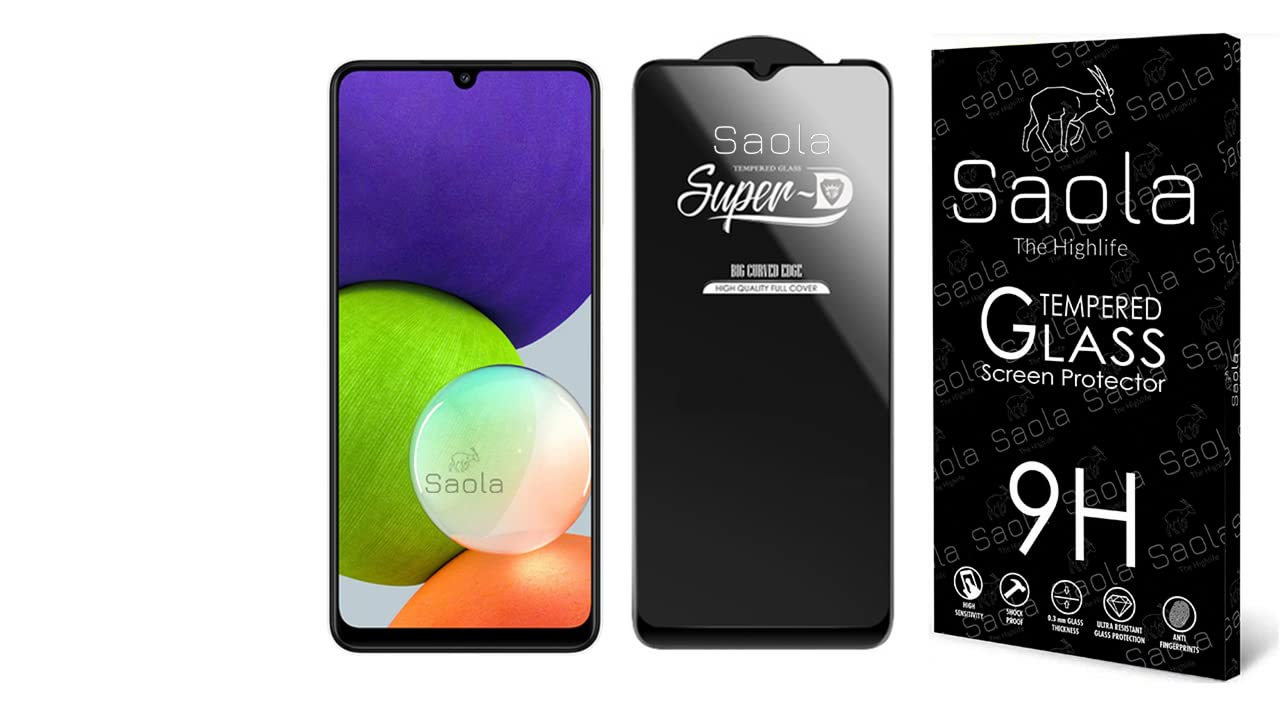 Premium HD+ Oleophobic Tempered Glass Screen Protector for Samsung Galaxy A22 5G (6.6 Inch) - Full Screen Coverage, Anti-Scratch & Anti-Fingerprint - Includes Free Installation Kit - Perfect for Daily Protection & Gaming