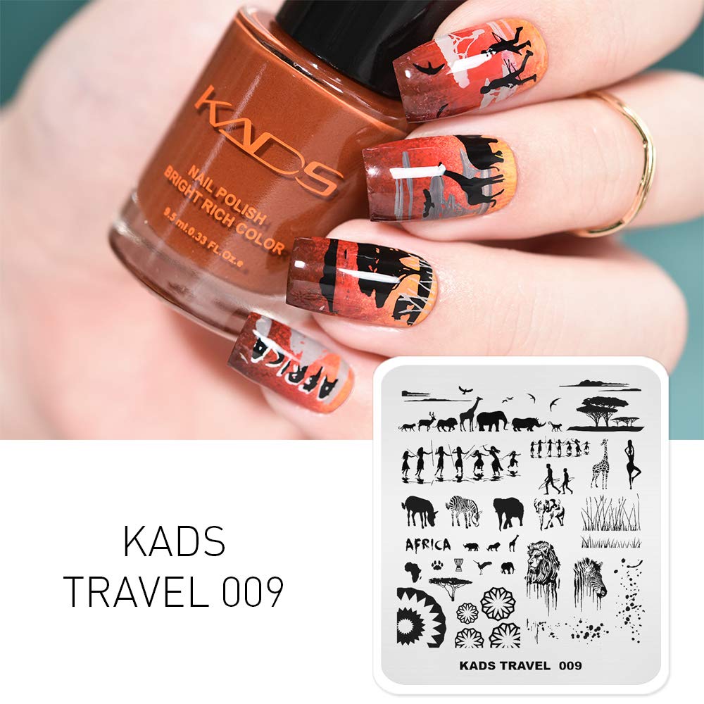 Professional KADS Nail Art Stamping Plates Set - 20 Unique Image Templates & Stencils with Durable Holder Case for Salon & Home Manicure | Perfect for DIY Nail Designs, Gifts & Professional Use (TR009)