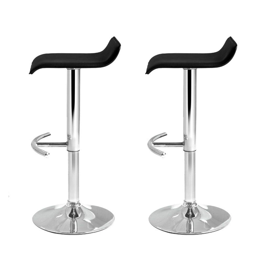 Adjustable Height Bar Stools with Gas Lift Mechanism - Set of 2 Black Counter Stools for Kitchen Island, Breakfast Bar & Home Decor
