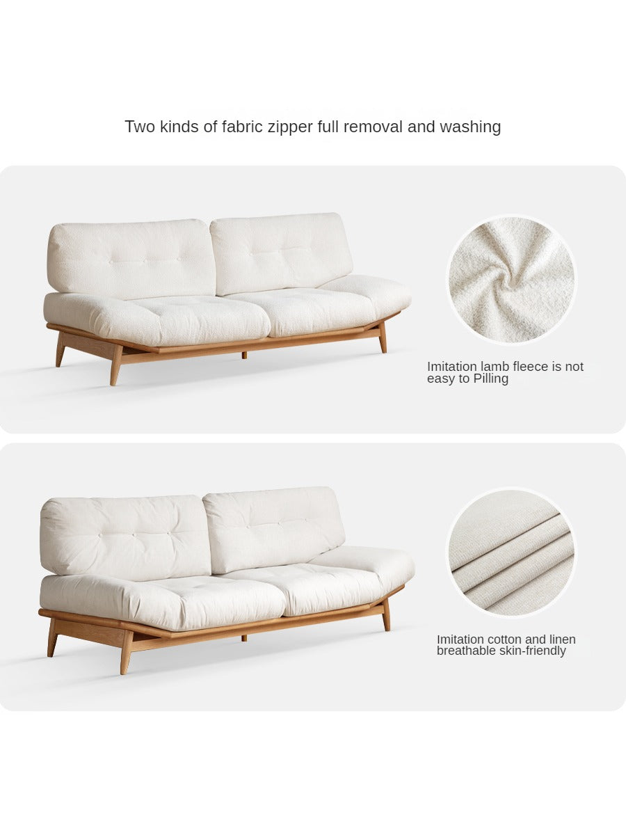 Premium Oak Solid Wood Velvet Upholstered Sofa - Modern Luxury Living Room Furniture for Home & Office Comfort