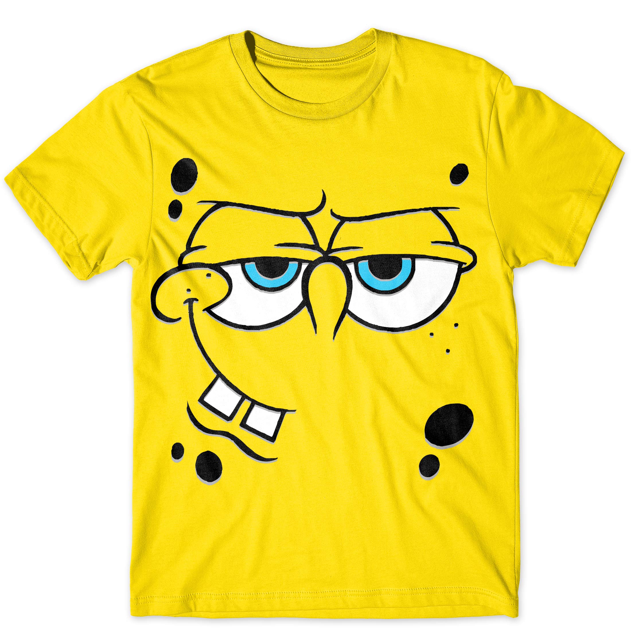 Spongebob Squarepants Angry Face Adult Costume T-Shirt - Funny Cartoon Character Tee for Halloween, Cosplay & TV Show Fans