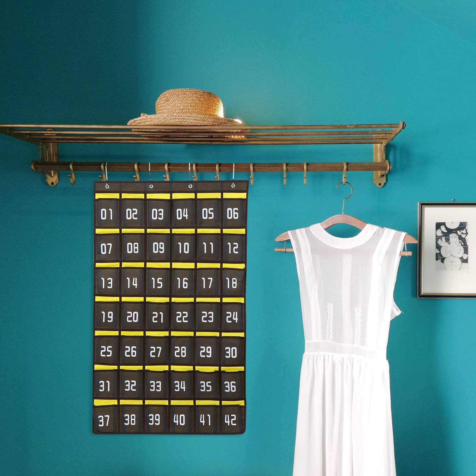 PartyKindom Hanging Phone Storage Organizer - Non-Woven Fabric Door Hanger with Numbered Pockets for Cell Phones, Watches & Office Supplies | Perfect for Closet Organization, Classroom Management & Party Planning