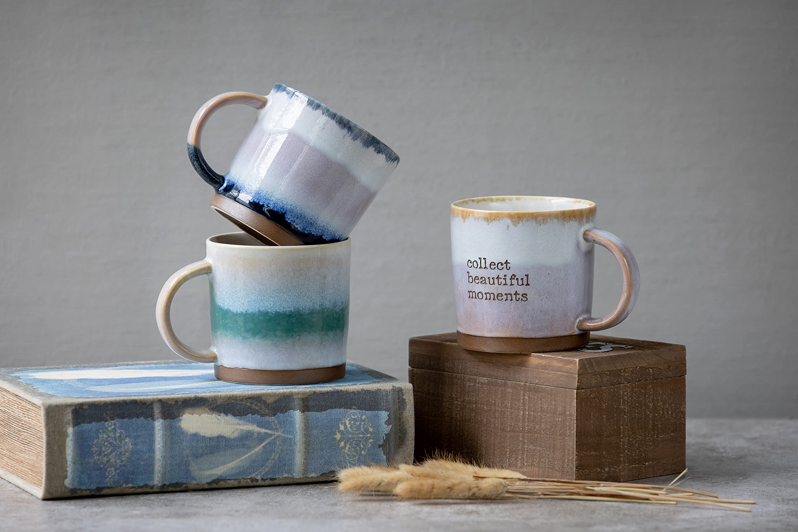 Collective Home Reactive Glaze Ceramic Coffee Mug & Tea Cup - 18oz, Microwave & Dishwasher Safe (Brown) - Perfect for Office, Home, and Gifts