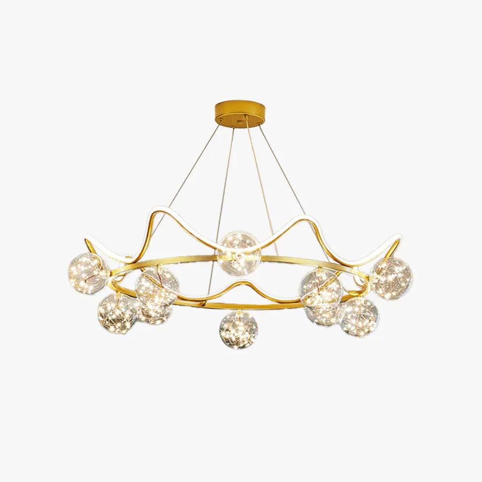 Modern Gold Wavy Multi Glass Ball Pendant Light - Elegant Dining Room & Kitchen Island Lighting Fixture