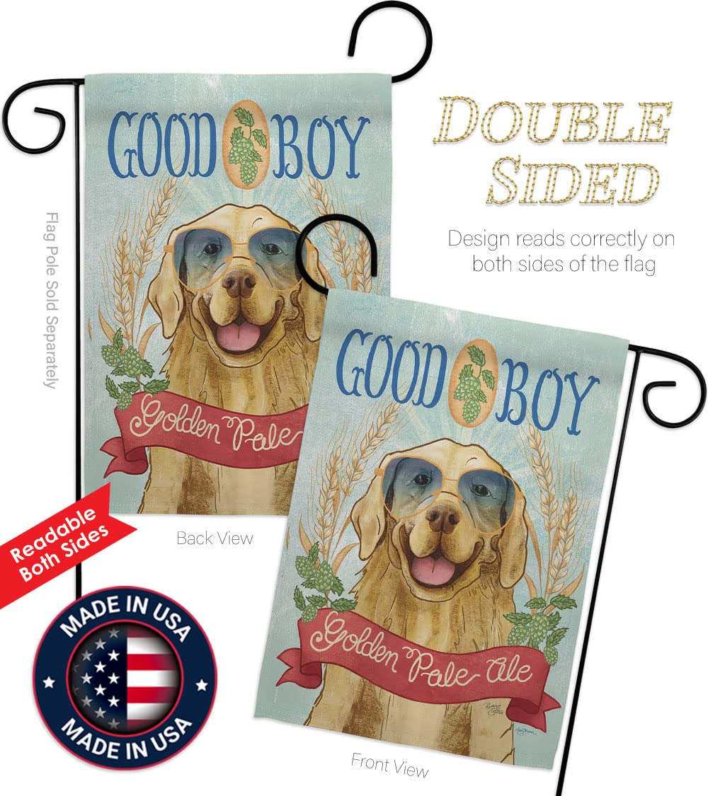 Golden Pale Ale Garden Flag Set - Dog & Puppy Design for Yard Decor