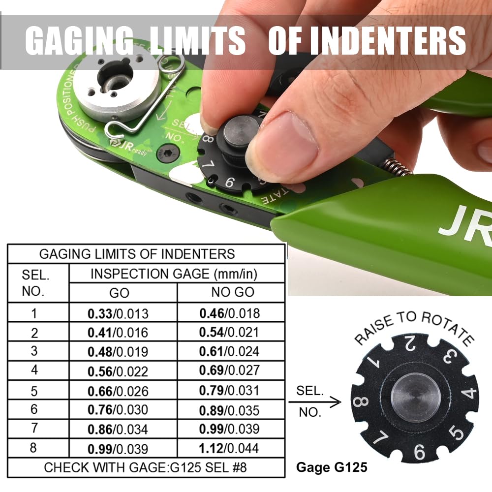 JRready ST2060-AS2G M22520 Aviation Crimp Tool Kit with 7 Positioners & G125 Gauge - 20-32AWG Miniature Connector Crimper for Solid Barrel Contacts in Electronic Systems - Perfect for Aircraft Wiring, Avionics Repair, and Electronics Manufacturing
