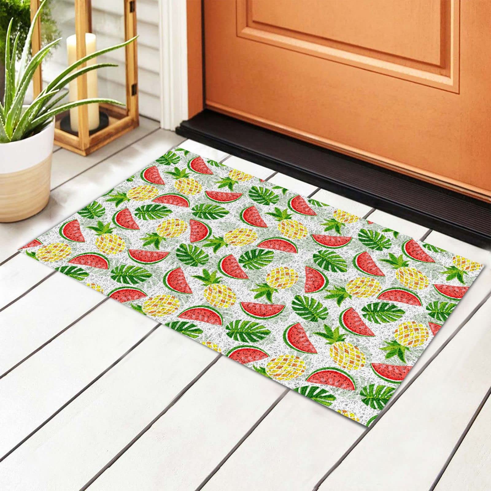 BoeHiop Personalized Watermelon Pineapple Welcome Doormat - Non-Slip Absorbent Rug for Front Door, Indoor & Outdoor Home Decor - Perfect for Entryway, Patio, and Backdoor Use