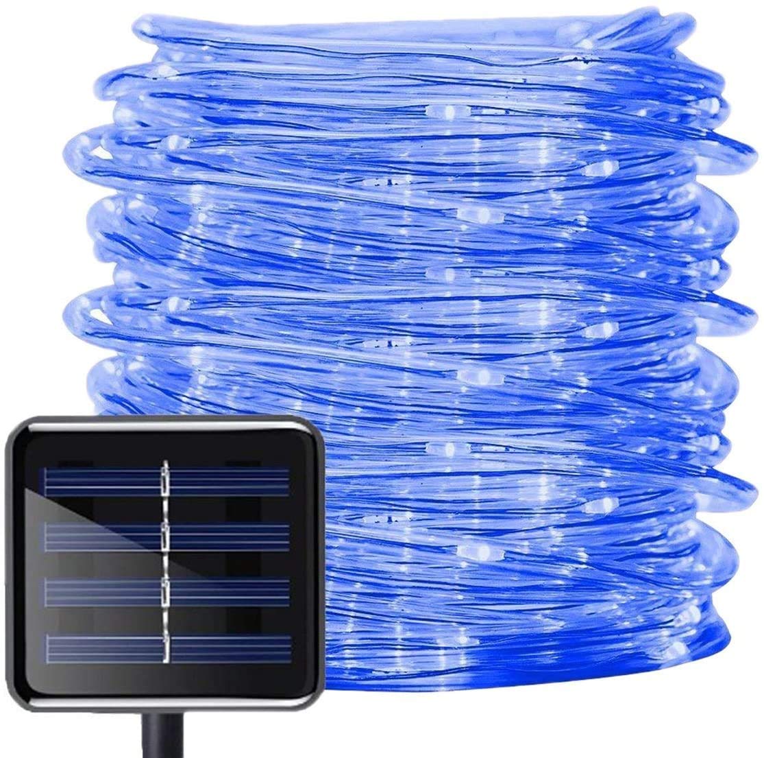 AMZSTAR 100 LED Solar Rope Lights 39ft/12M Waterproof Outdoor String Lights - Copper Wire Fairy Lights for Garden, Yard, Pathway, Fence, Tree & Wedding Party Decoration (Blue) | Energy-Efficient Solar Powered Lighting for Patio, Landscape & Evening Ambiance