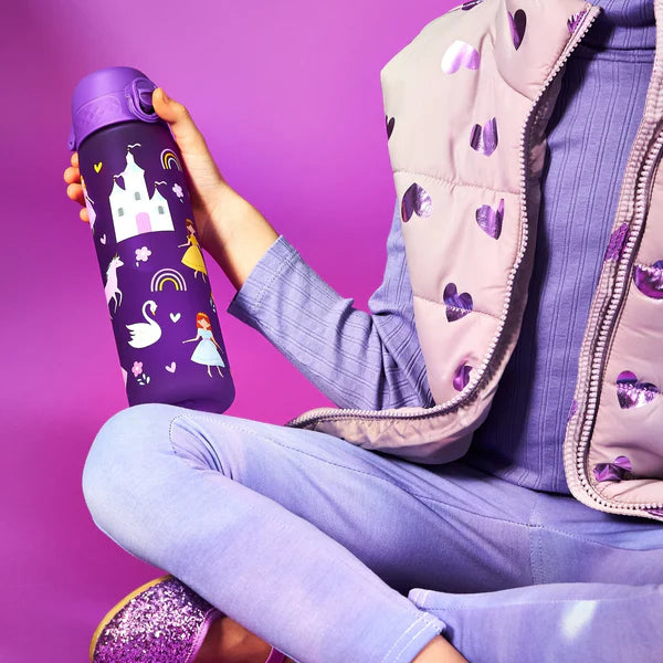 Ion8 Slim Leak Proof Water Bottle 500ml - BPA Free, Lightweight & Portable for Kids, Princess Design - Perfect for School, Gym, Hiking & Outdoor Activities