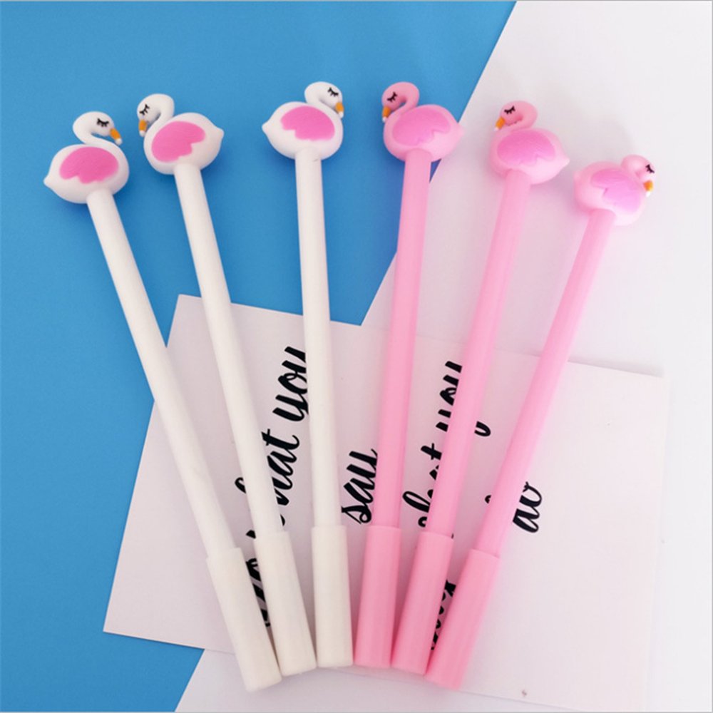 Cute Flamingo Shaped Gel Ink Pens - 6 Pack Colorful Writing Pens for School, Office & Journaling - Fun Stationery Supplies for Students, Teachers & Art Lovers