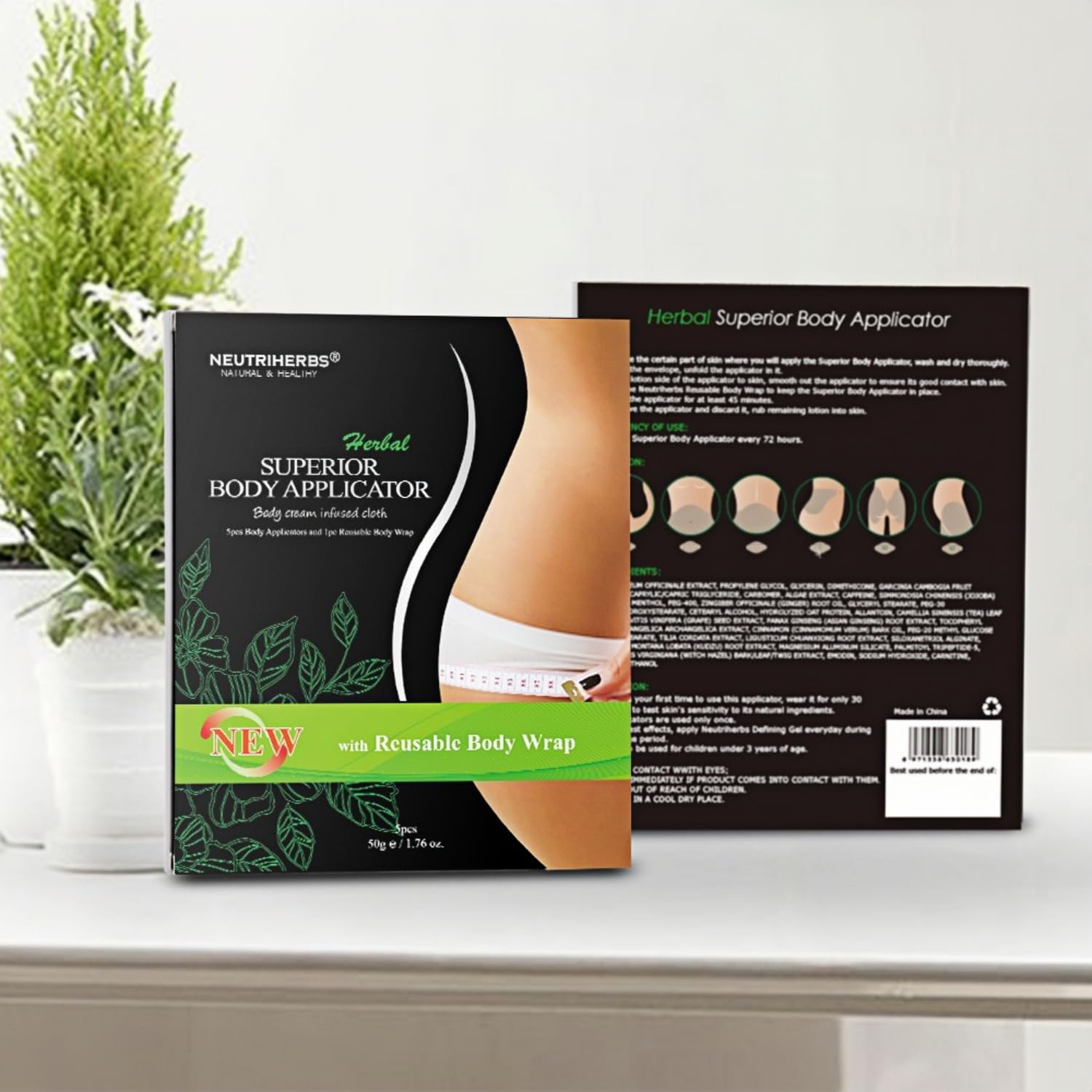 Neutriherbs Body Shaping Wrap - Natural Firming & Toning Applicator for Belly, Stomach, Legs, Arms & Buttocks (5 Pack) | At-Home Body Contouring Treatment for Postpartum & Weight Loss