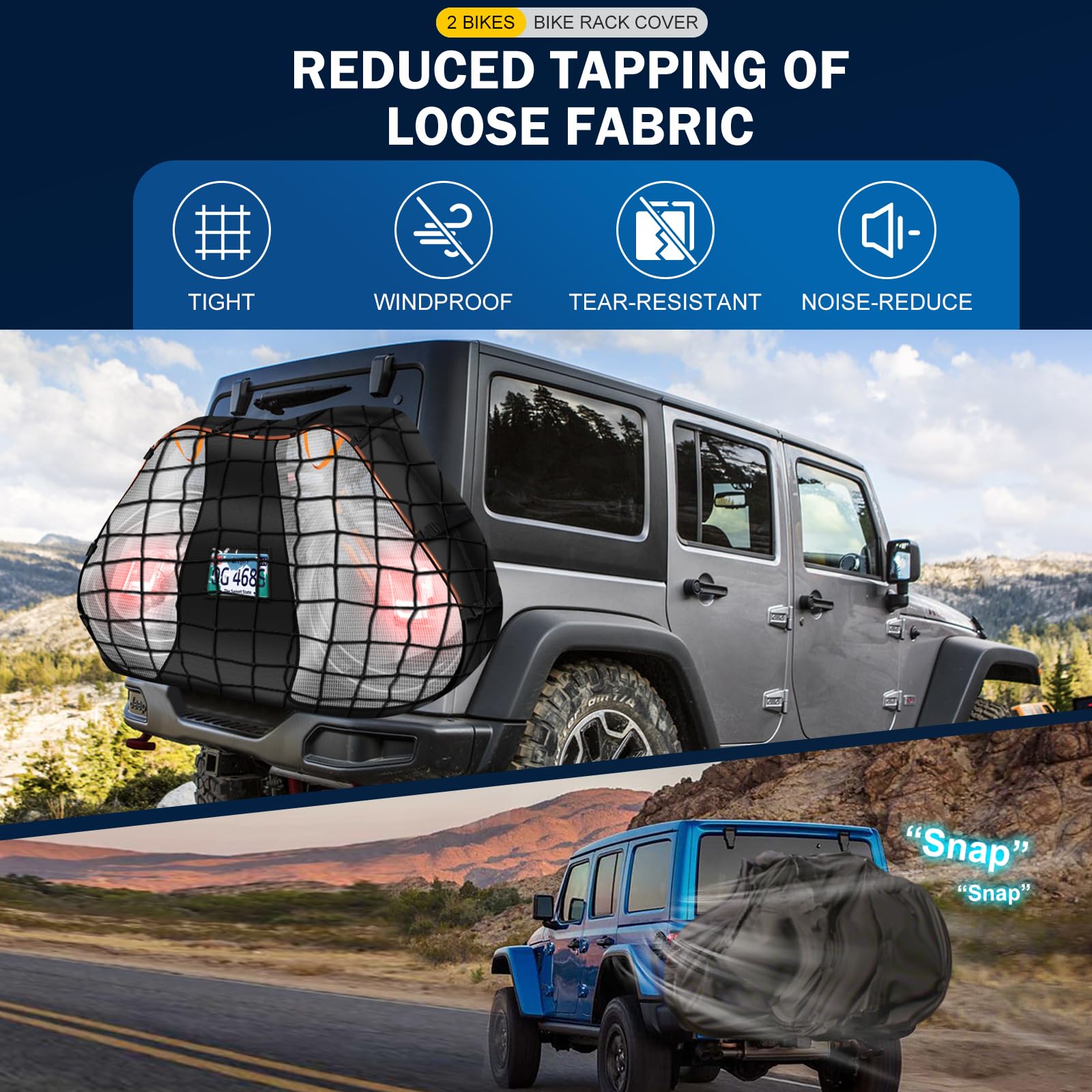 Cholila Waterproof Bike Cover for Transport - Universal 2 Bike Rack Cover with Reflective Tail Light & License Plate Window - Durable Travel Protection for Cars, SUVs, Trucks (Ideal for Road Trips & Outdoor Adventures)