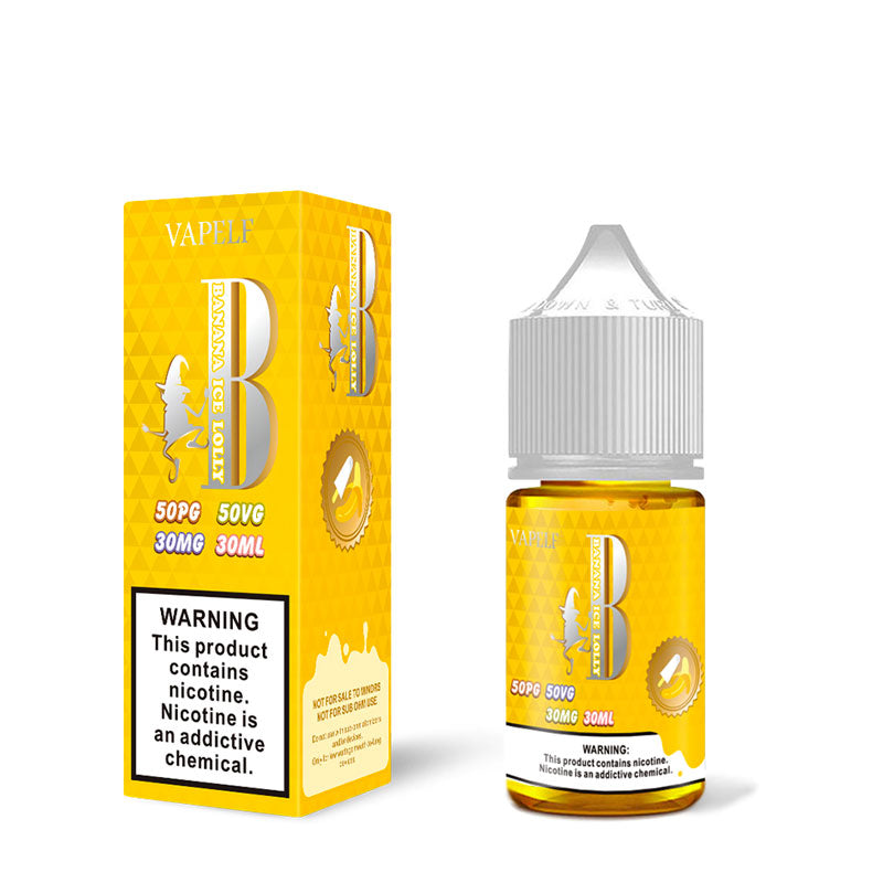 Banana Ice Lolly Nic Salt E-Liquid by Vapelf - 30ml Refillable Vape Juice for Pod Systems | Sweet Frozen Banana Flavor for All-Day Vaping