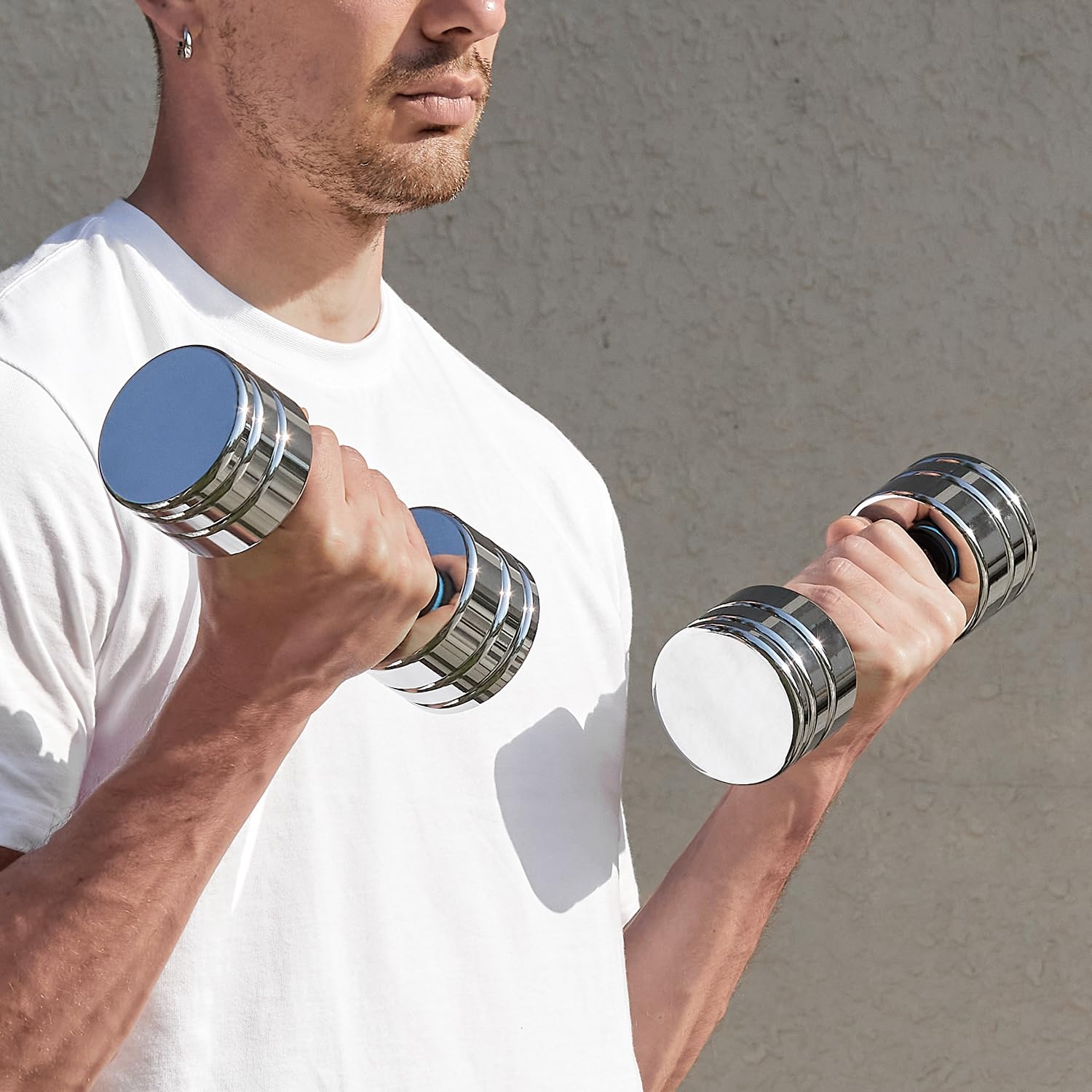 Northdeer Adjustable Chrome Dumbbell Set 5lb-50lb with Foam Handles - Compact Home Gym Equipment for Strength Training, Weightlifting & Full Body Workout - Perfect for Small Spaces, Home Fitness & Personal Training