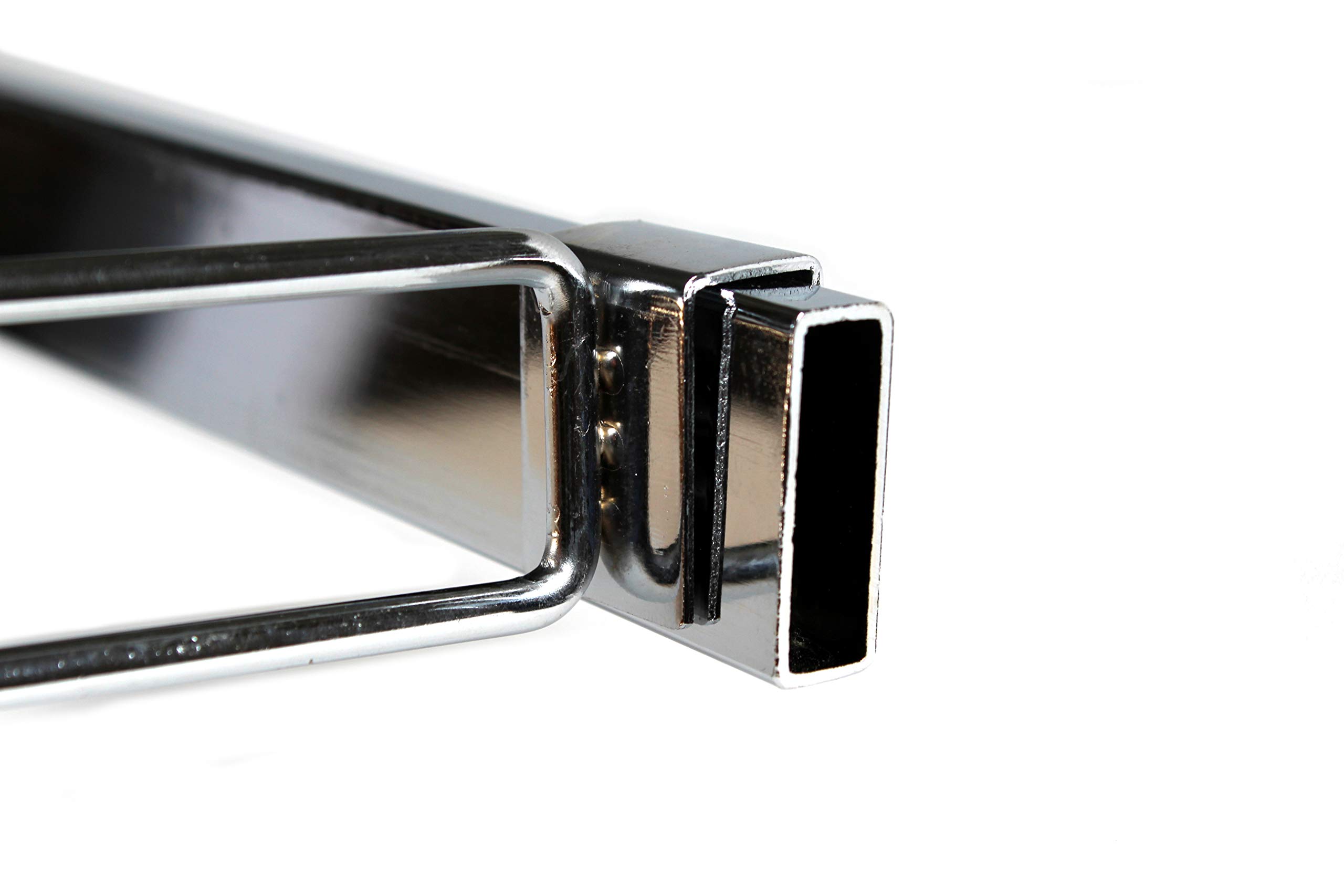 10 Pack Chrome Scanner Hooks with Label Holders (6 Inch) - Rail Mount for Retail, Warehouse & Home Organization