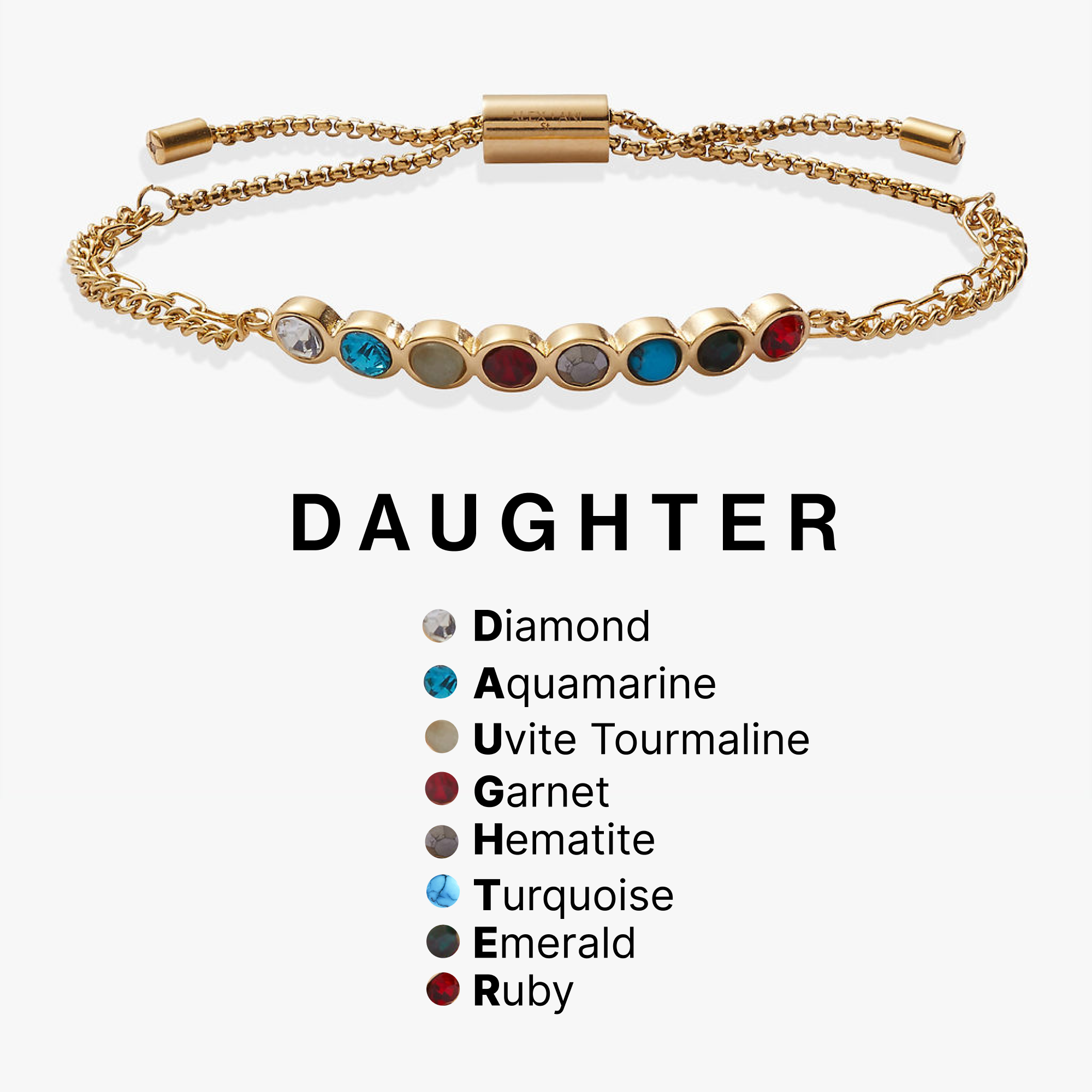 Daughter Acrostic Bolo Bracelet - Hidden Message Jewelry for Women - Perfect Gift for Daughters, Birthdays & Special Occasions