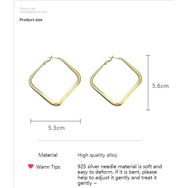 Luxury Diamond Stud Earrings in Large Metal Blocks - 14K Gold Plated Dangle Earrings for Women | Perfect for Parties, Weddings & Special Occasions